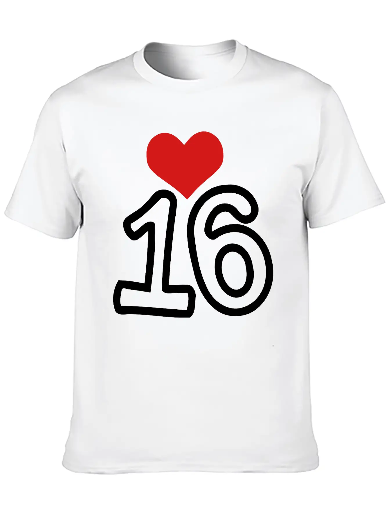 Number_16 & Heart Basic Graphic T-Shirt – Daily Comfort In Soft Cotton