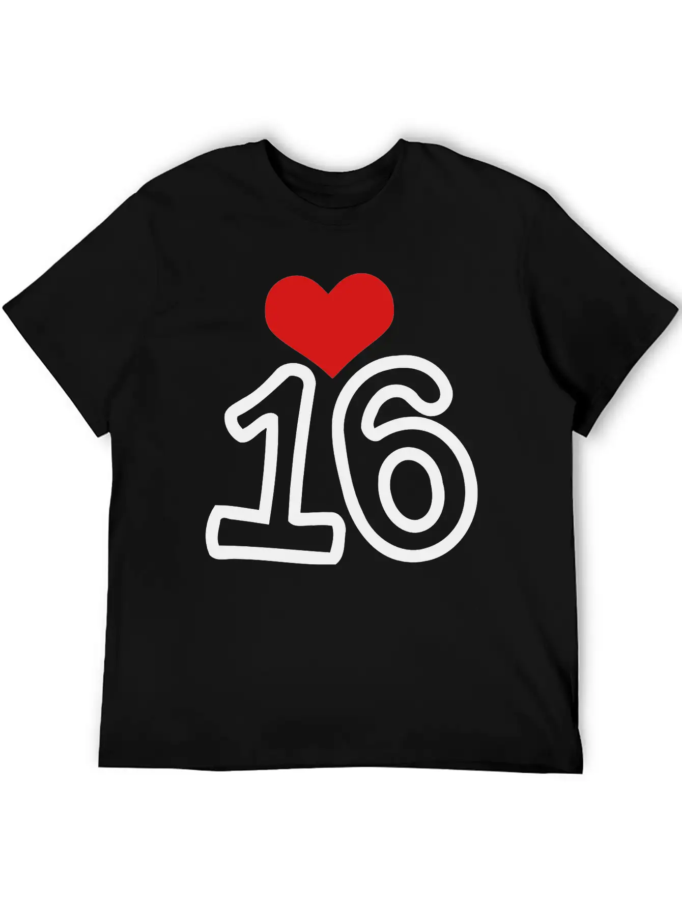 Number_16 & Heart Basic Graphic T-Shirt – Daily Comfort In Soft Cotton