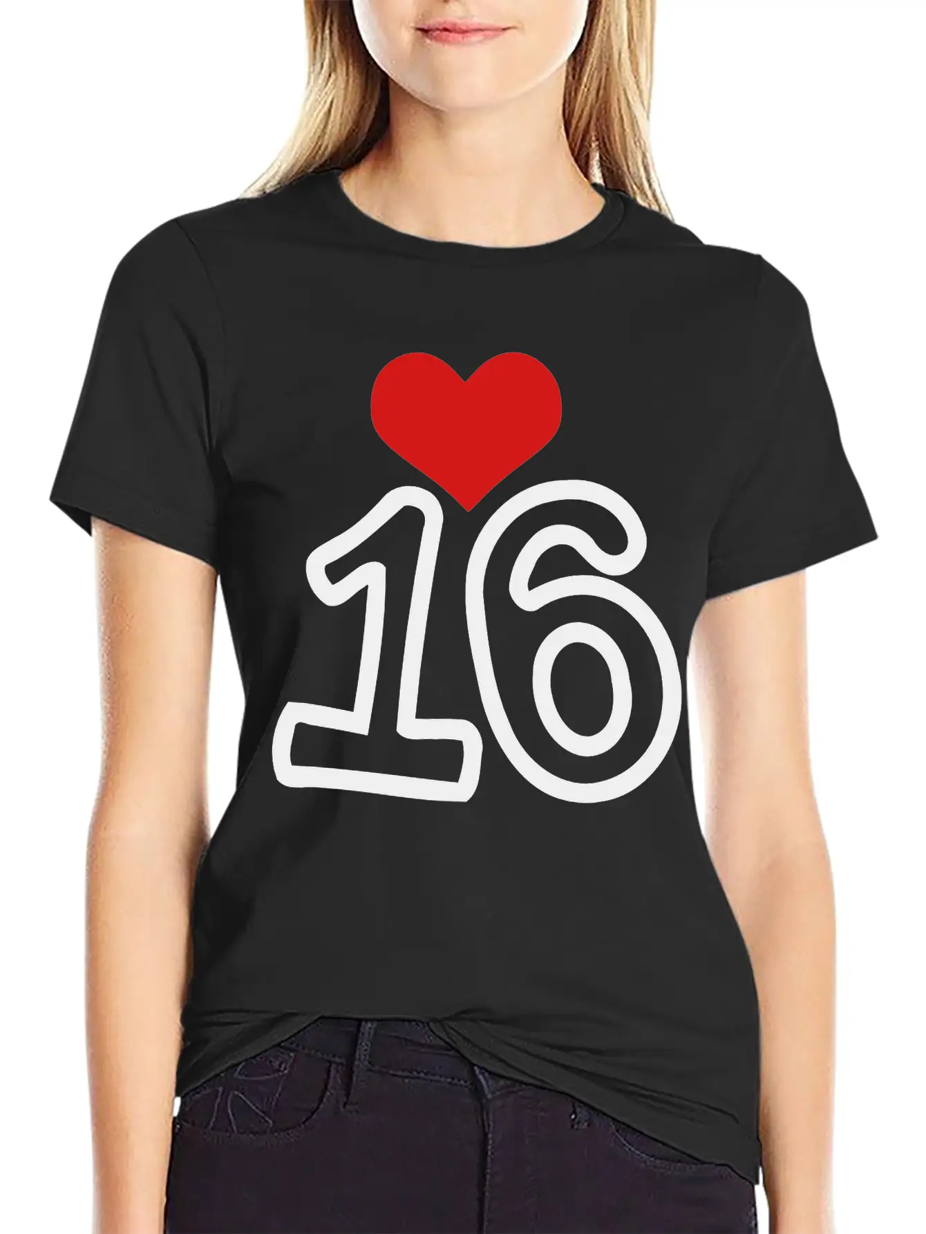 Number_16 & Heart Basic Graphic T-Shirt – Daily Comfort In Soft Cotton