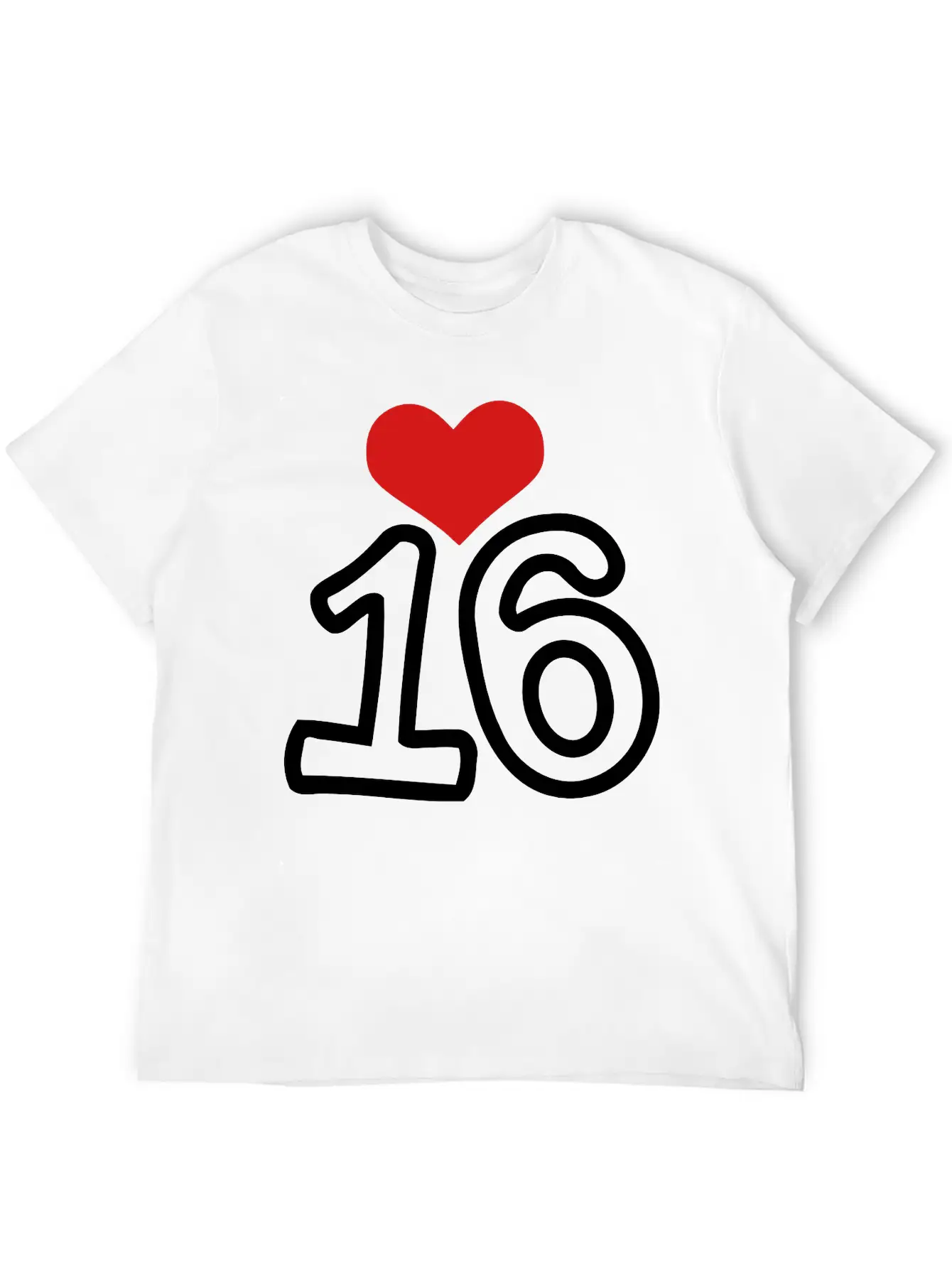 Number_16 & Heart Basic Graphic T-Shirt – Daily Comfort In Soft Cotton