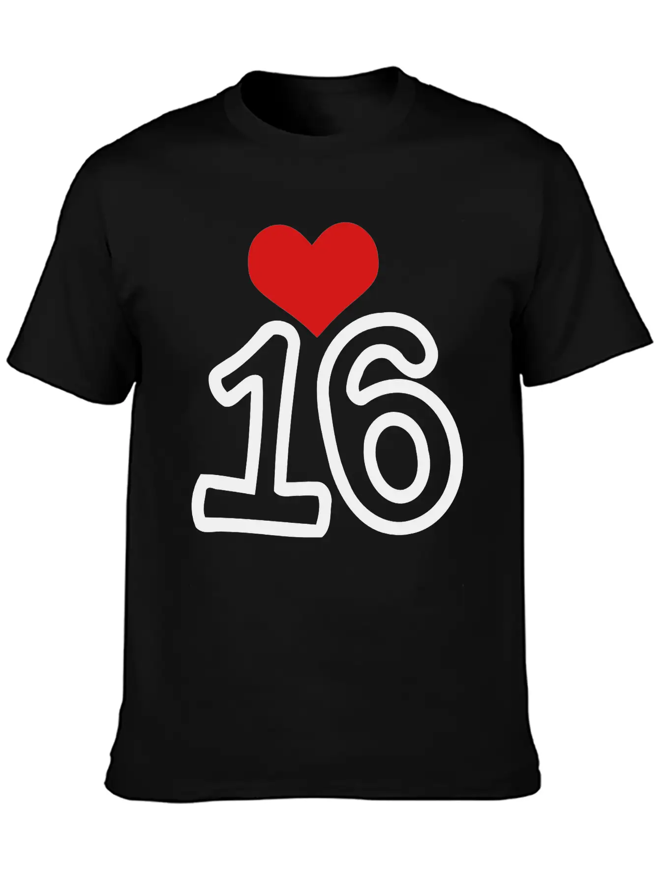 Number_16 & Heart Basic Graphic T-Shirt – Daily Comfort In Soft Cotton