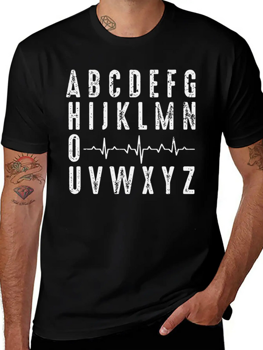 Nurse Abc'S Funny Pqrst Ekg Heart Rhythm Unisex Short Sleeve Soft Cotton T-Shirt – Casual Everyday Wear