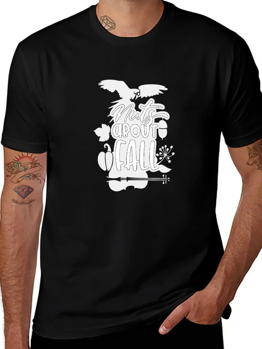 Nuts About Fall - Autumn Violin Pumpkin Unisex Short Sleeve Soft Cotton T-Shirt – Casual Everyday Wear