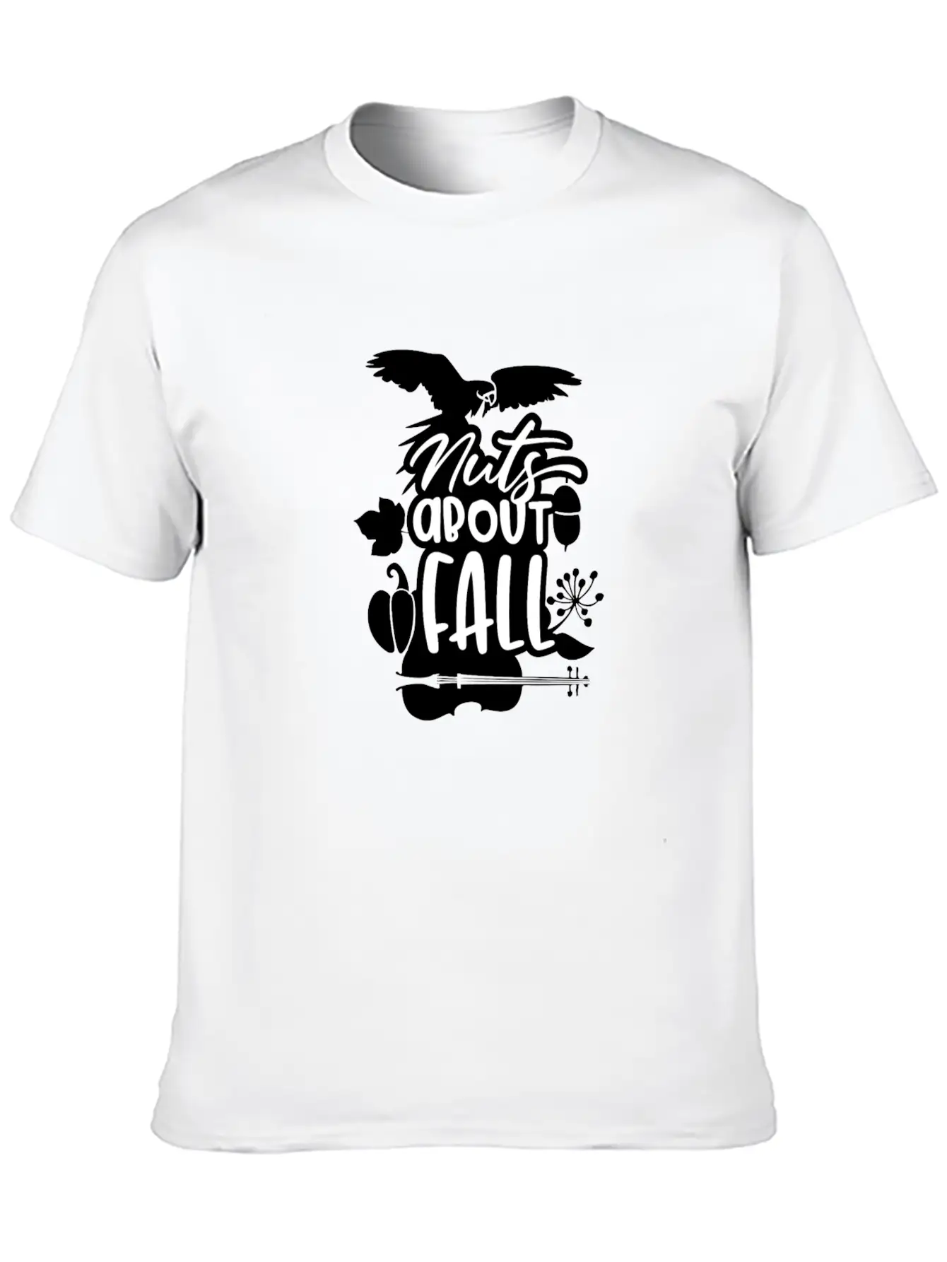 Nuts About Fall - Autumn Violin Pumpkin Unisex Short Sleeve Soft Cotton T-Shirt – Casual Everyday Wear