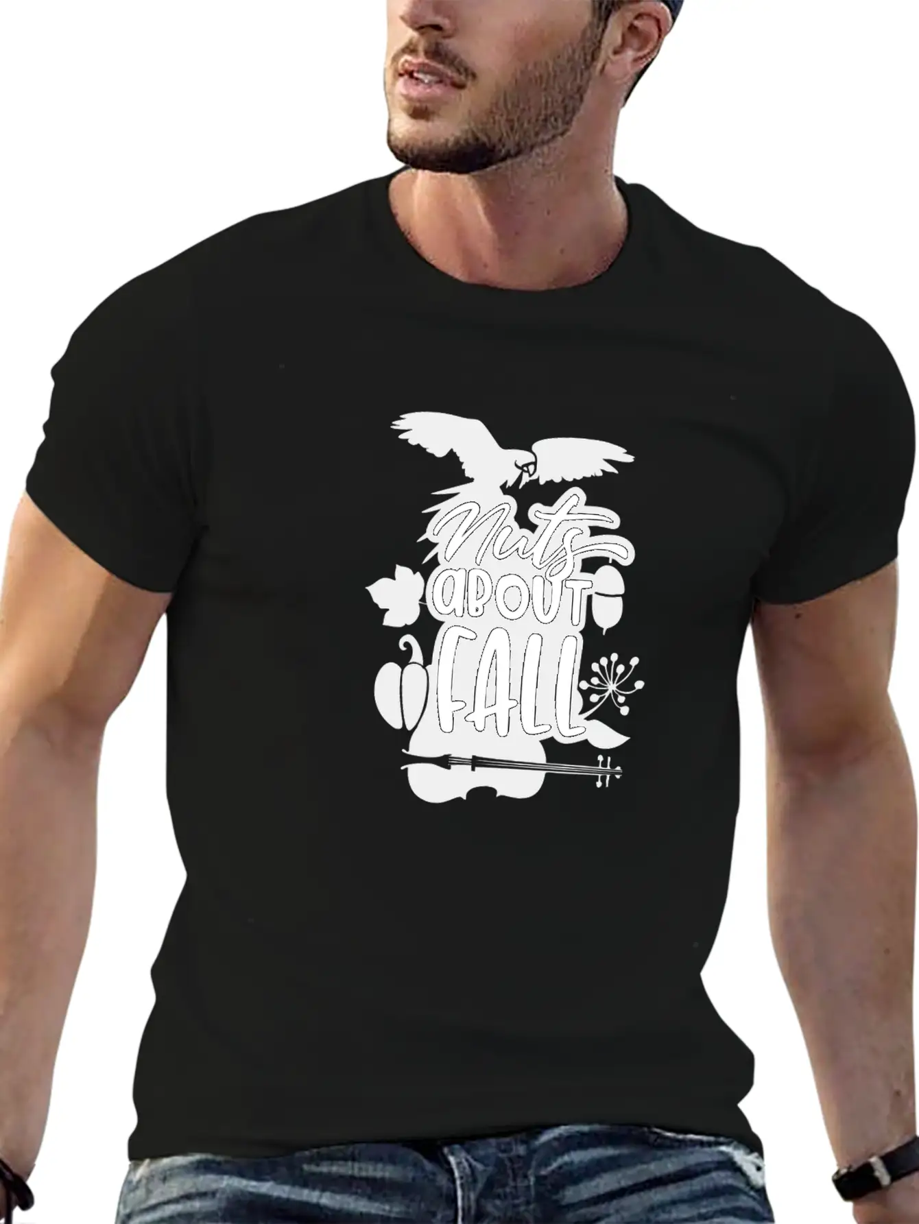 Nuts About Fall - Autumn Violin Pumpkin Unisex Short Sleeve Soft Cotton T-Shirt – Casual Everyday Wear
