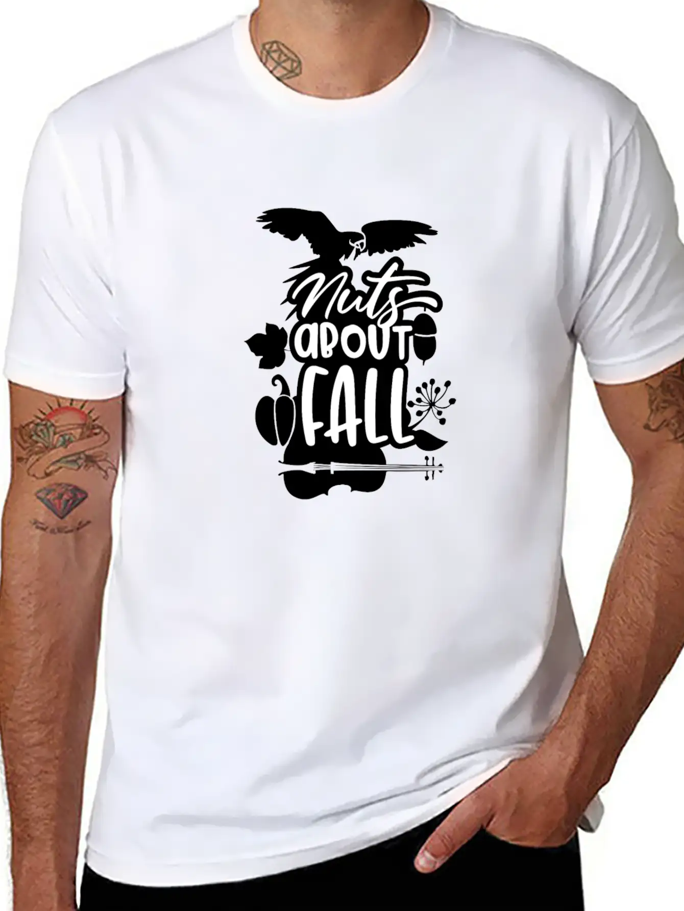 Nuts About Fall - Autumn Violin Pumpkin Unisex Short Sleeve Soft Cotton T-Shirt – Casual Everyday Wear