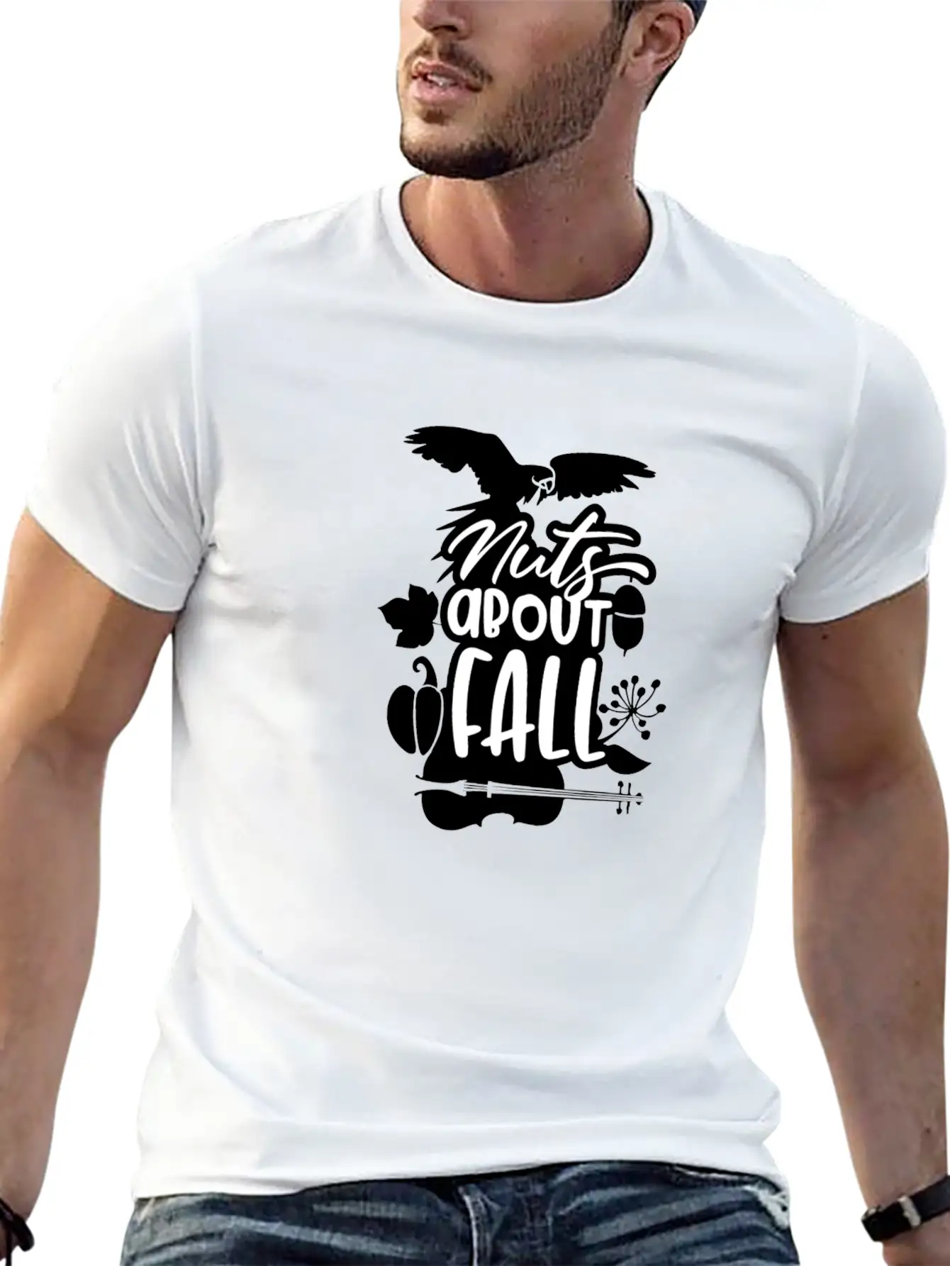 Nuts About Fall - Autumn Violin Pumpkin Unisex Short Sleeve Soft Cotton T-Shirt – Casual Everyday Wear