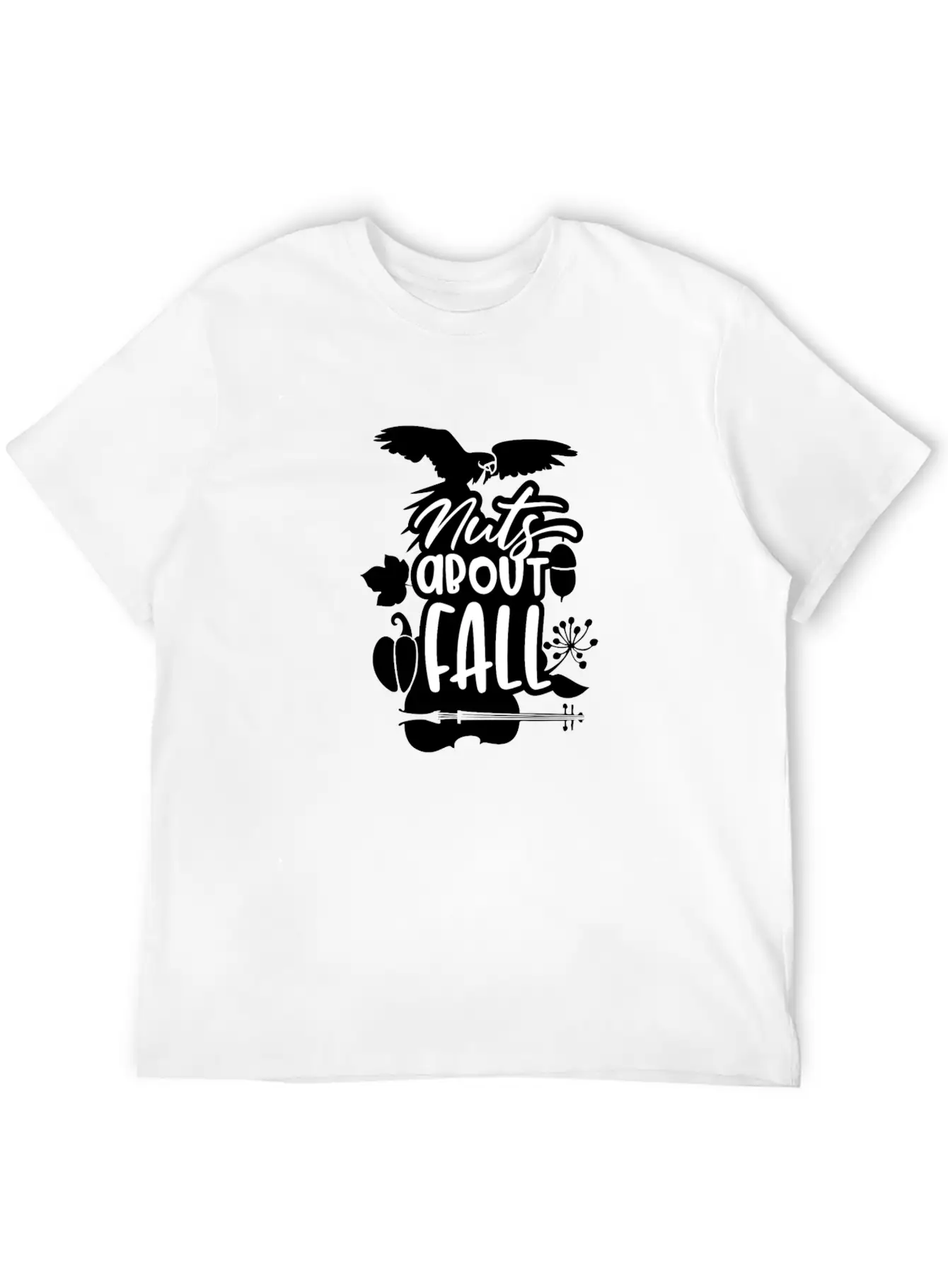 Nuts About Fall - Autumn Violin Pumpkin Unisex Short Sleeve Soft Cotton T-Shirt – Casual Everyday Wear