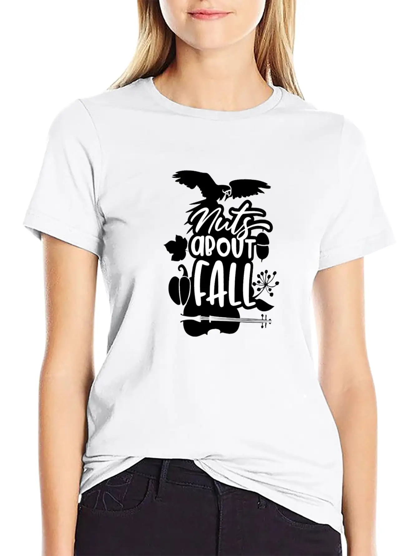 Nuts About Fall - Autumn Violin Pumpkin Unisex Short Sleeve Soft Cotton T-Shirt – Casual Everyday Wear
