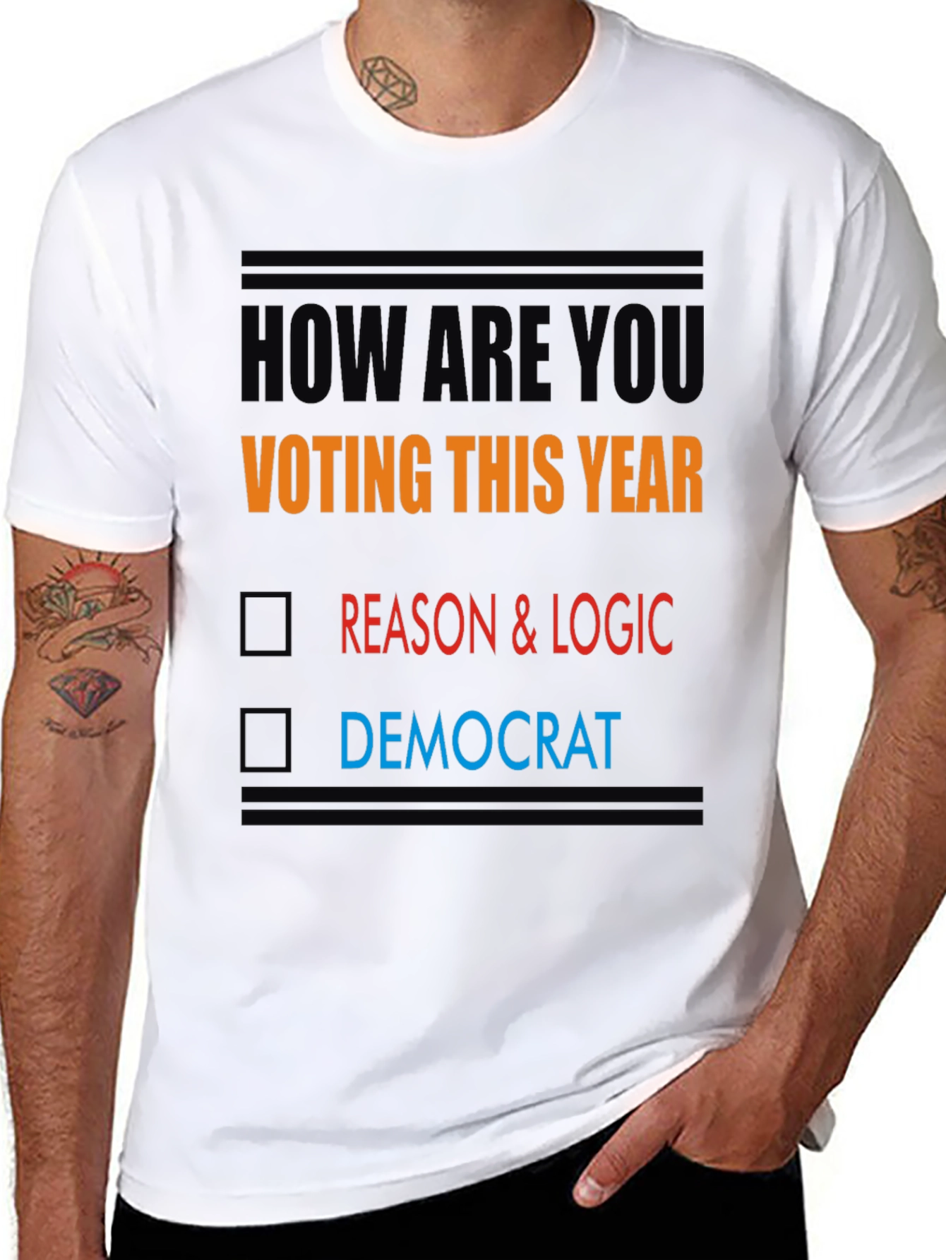 Political Statement T-Shirt: Reason & Logic Over Democrat