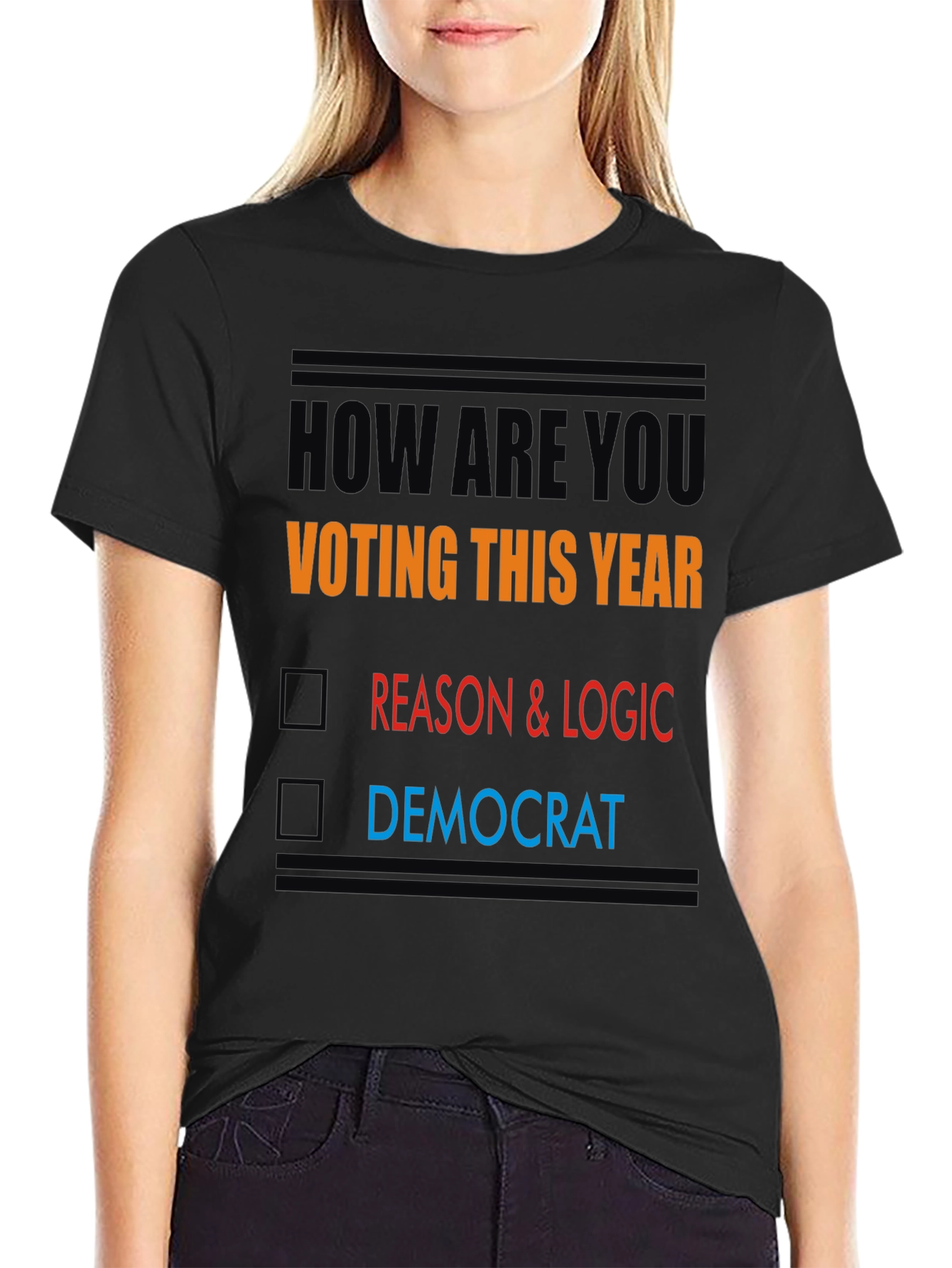 Political Statement T-Shirt: Reason & Logic Over Democrat