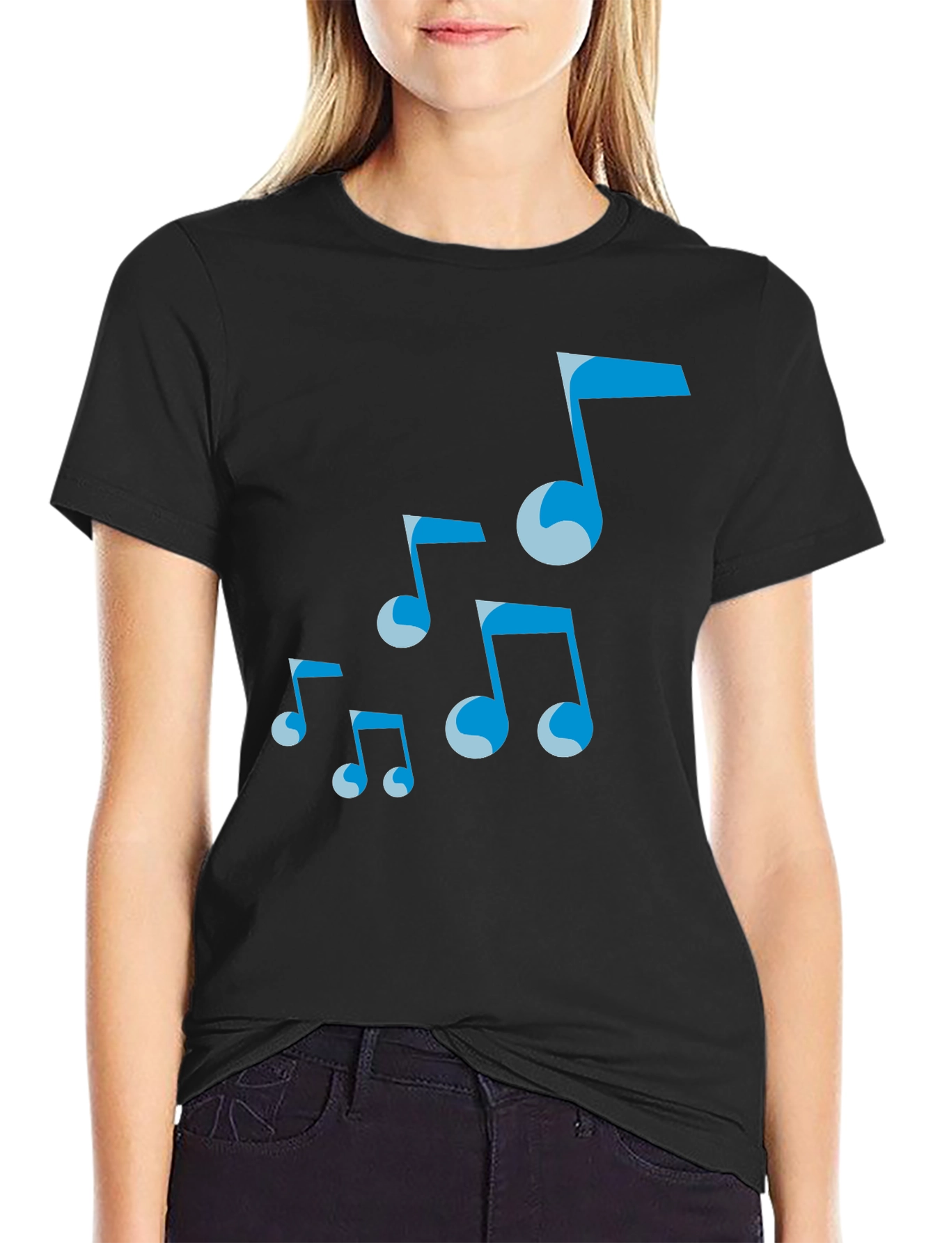 Musical Notes Graphic Tee - Black