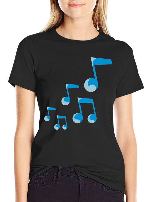 Musical Notes Graphic Tee - Black