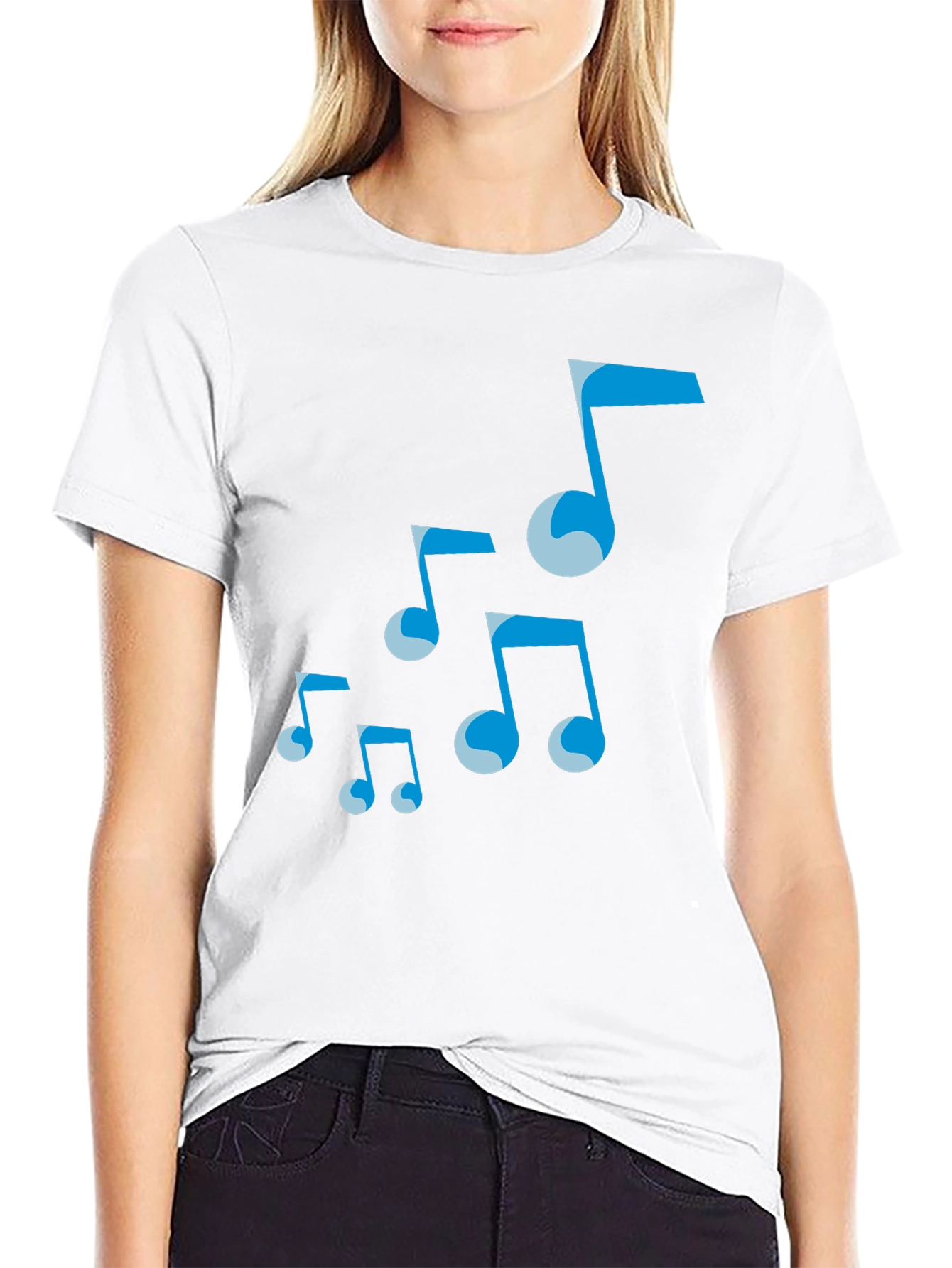 Musical Notes Graphic Tee - Black