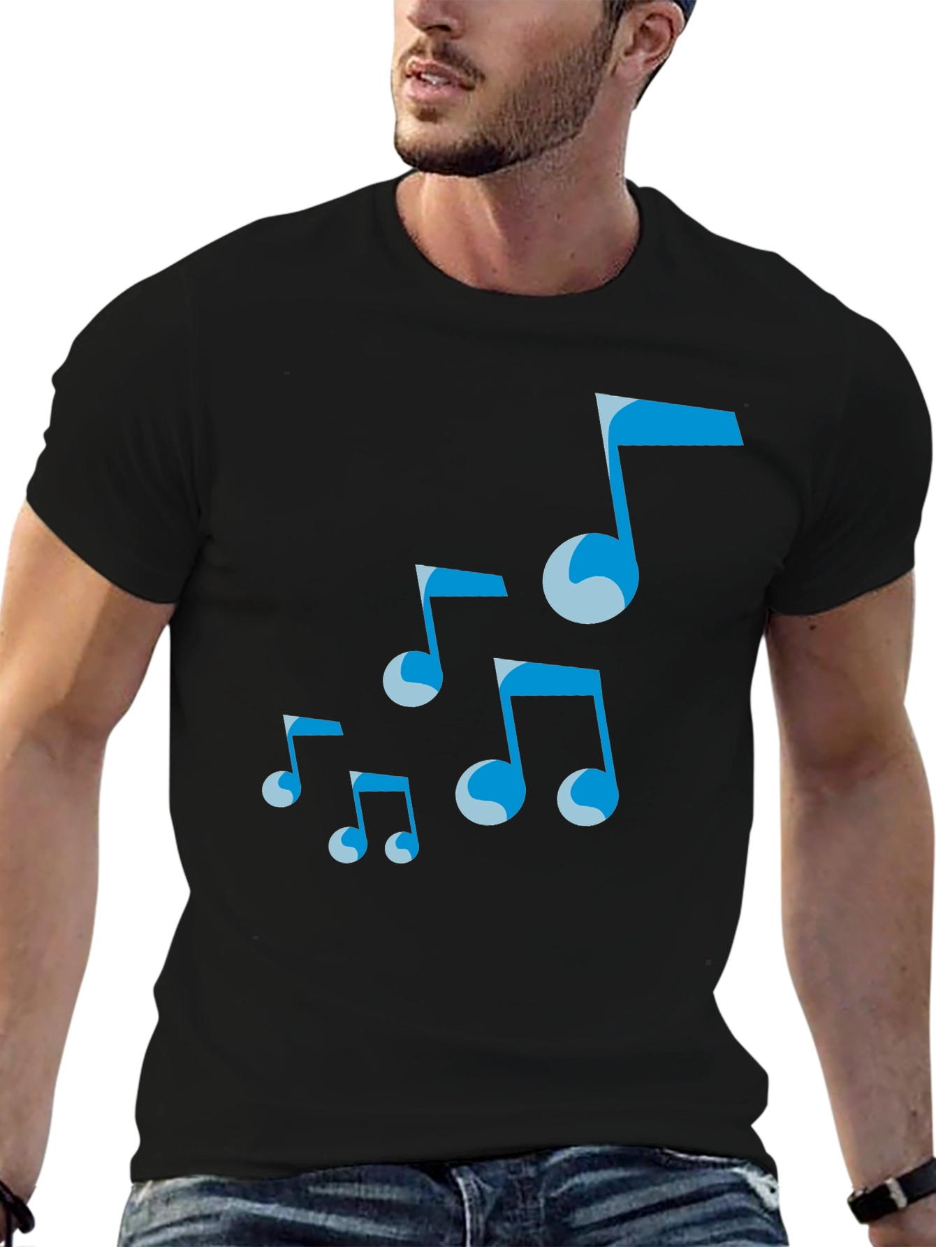 Musical Notes Graphic Tee - Black