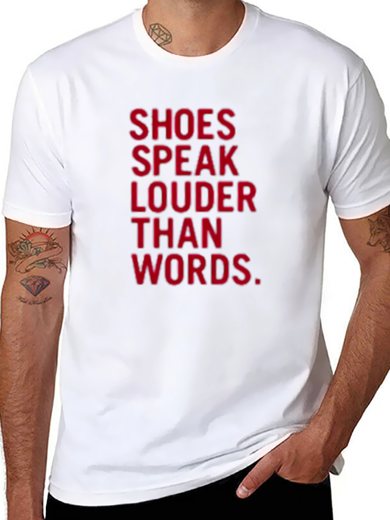 Shoes Speak Louder Than Words Black T-Shirt