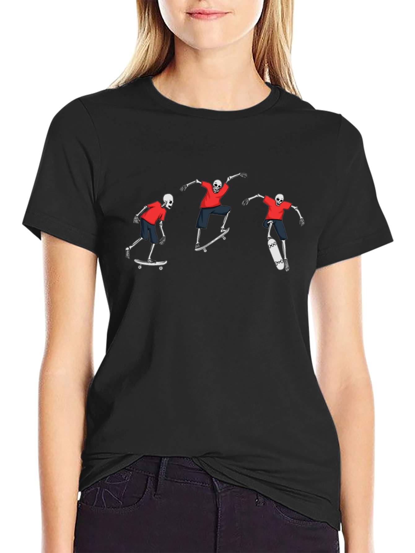 Skeleton Skateboarder Black T-Shirt