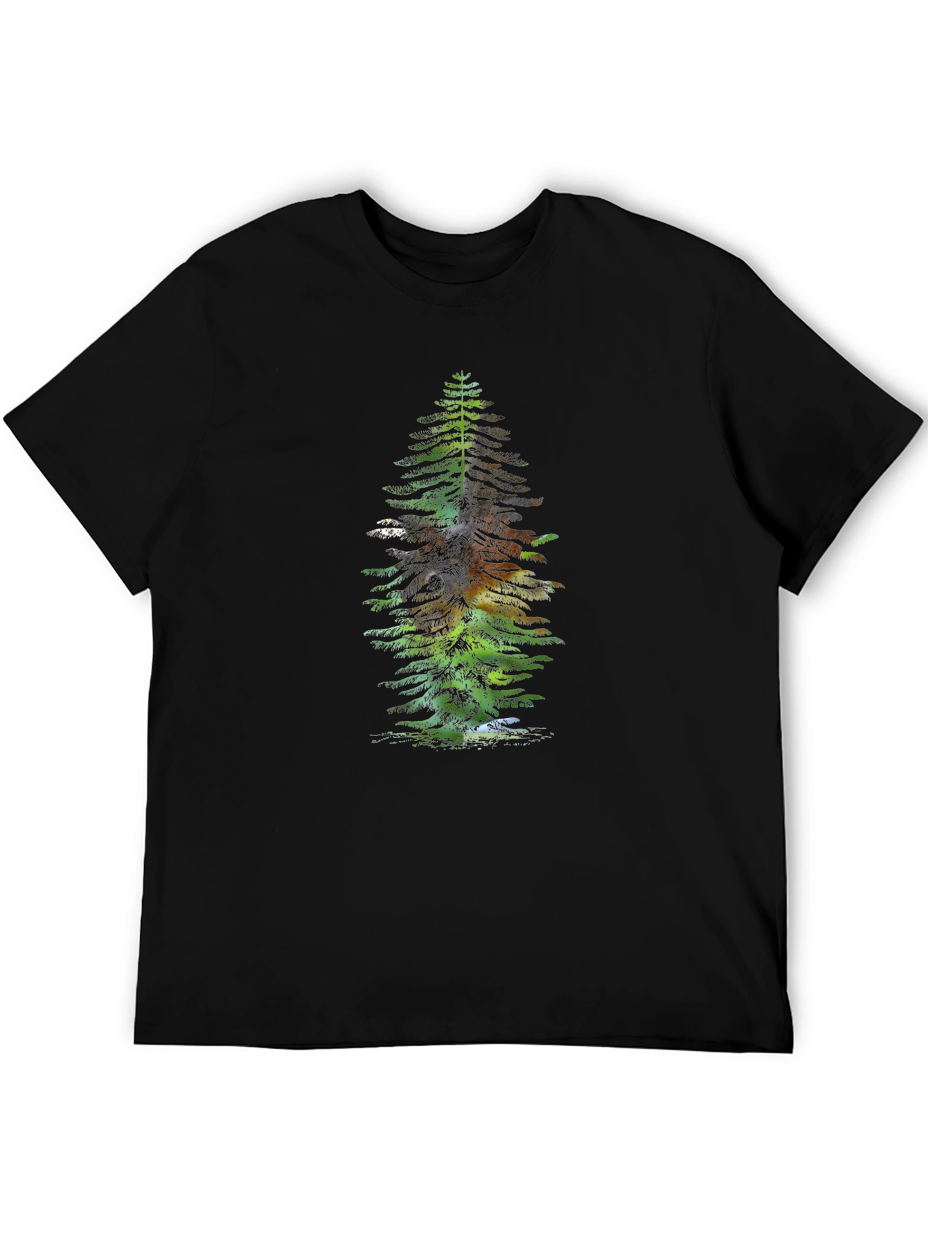 Pine Tree Graphic Tee - Black Cotton Casual Wear