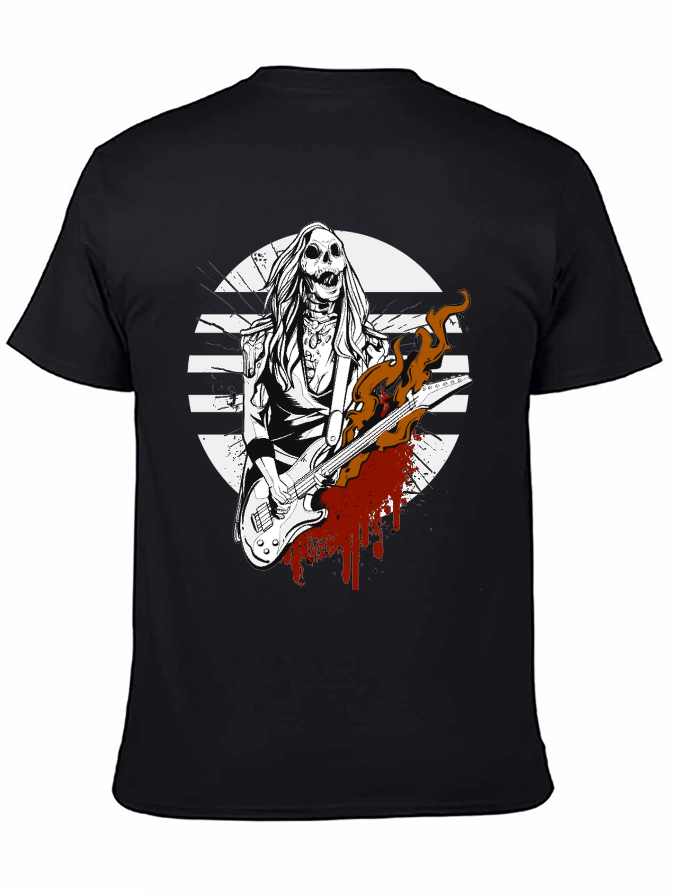 Rock On! Skeleton Guitarist Graphic Tee - Black