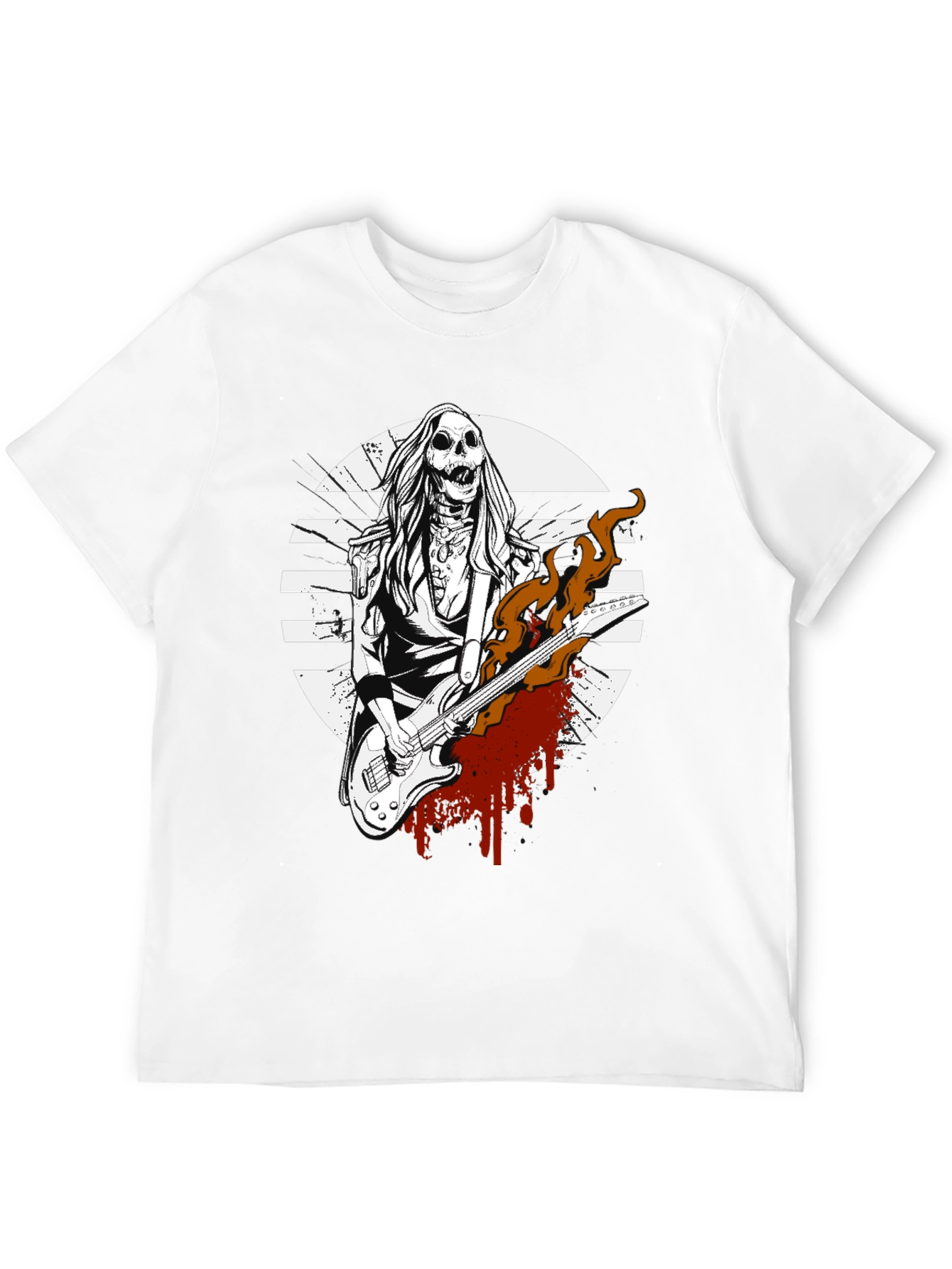 Rock On! Skeleton Guitarist Graphic Tee - Black