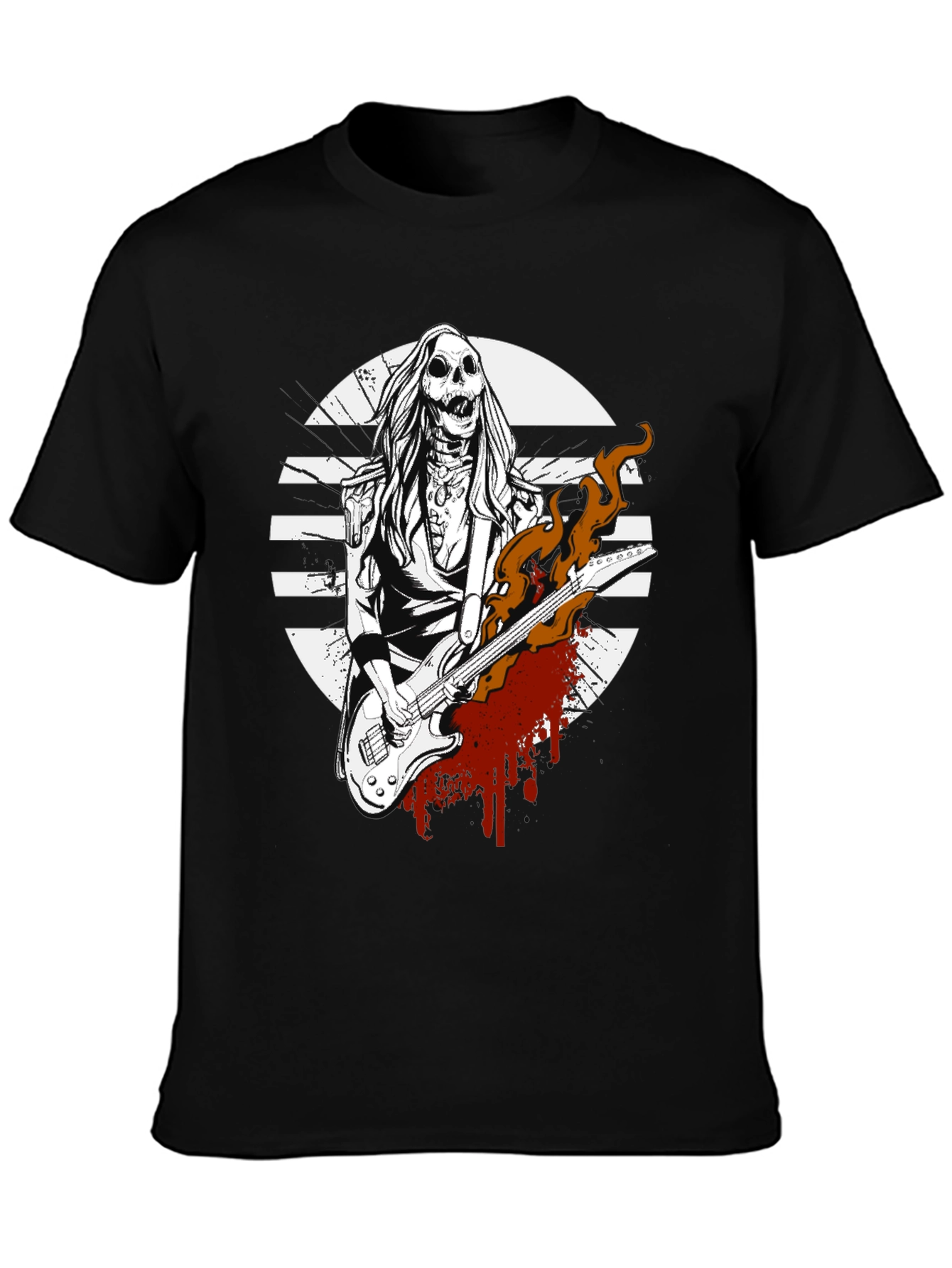 Rock On! Skeleton Guitarist Graphic Tee - Black