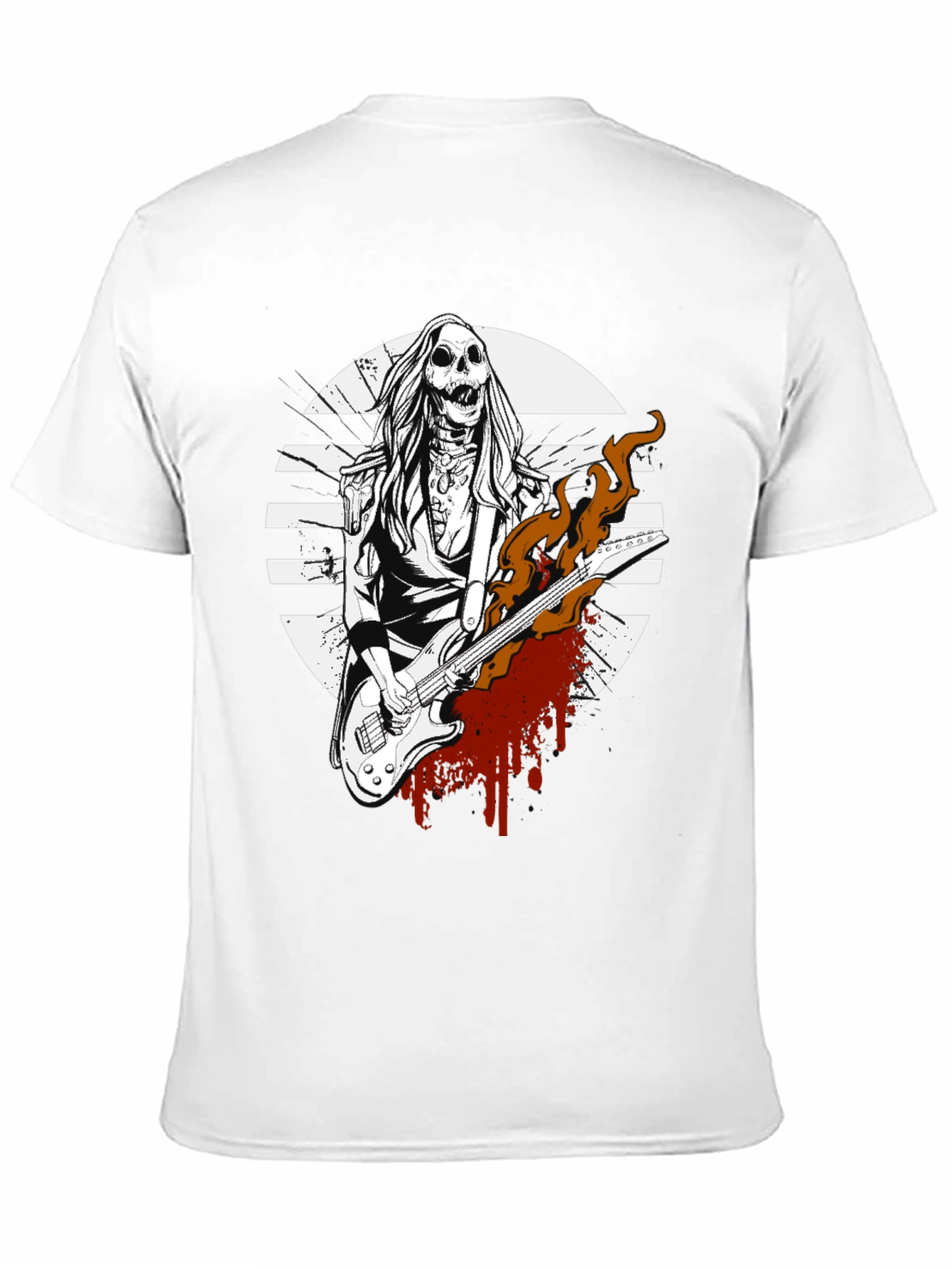 Rock On! Skeleton Guitarist Graphic Tee - Black