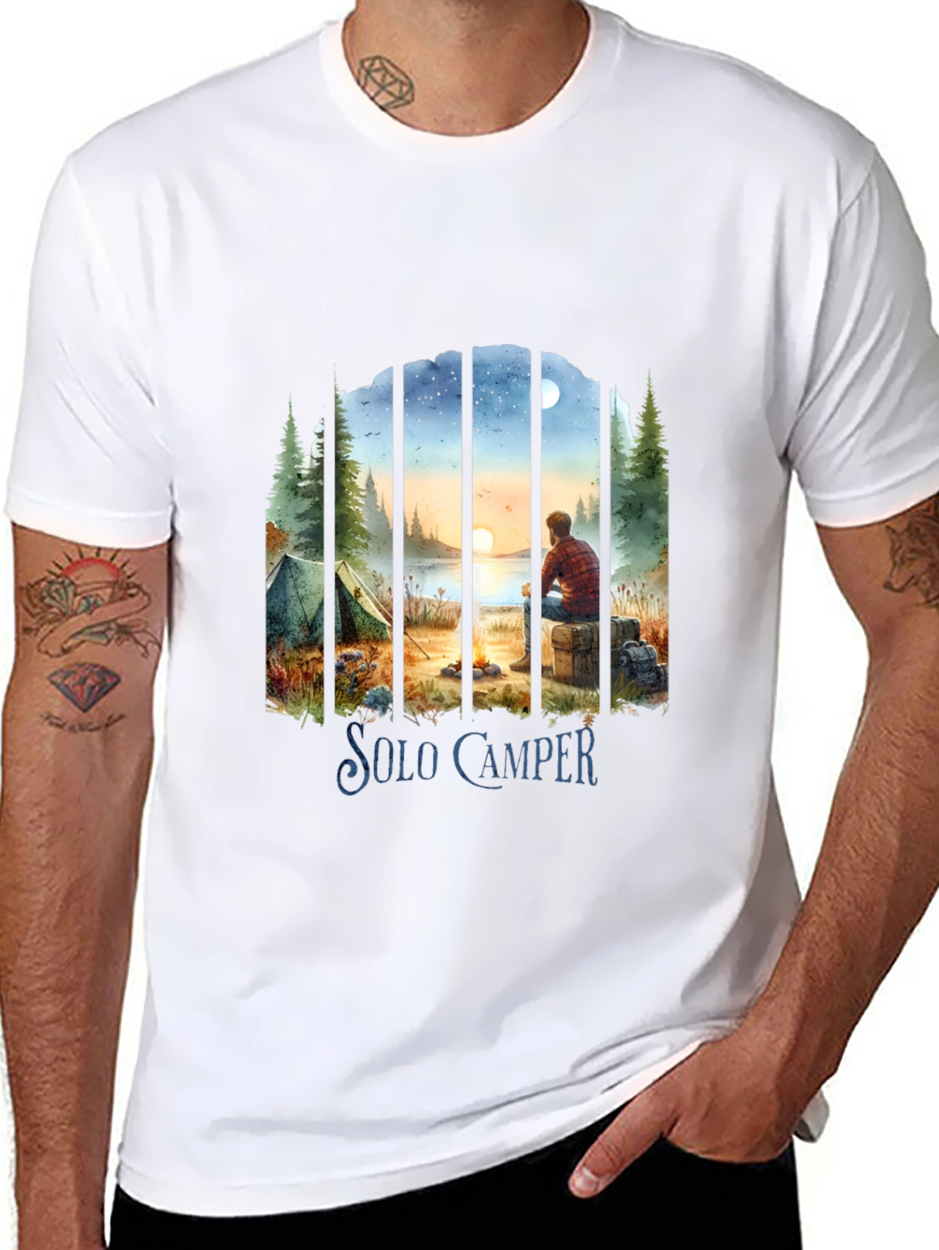 Solo Camper T-Shirt: Scenic Outdoor Adventure Tee