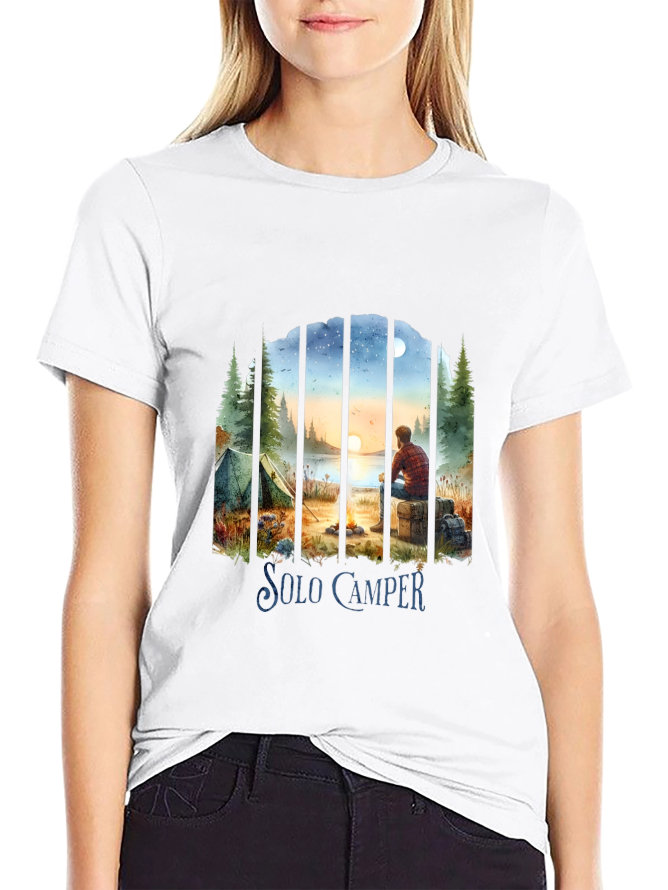 Solo Camper T-Shirt: Scenic Outdoor Adventure Tee