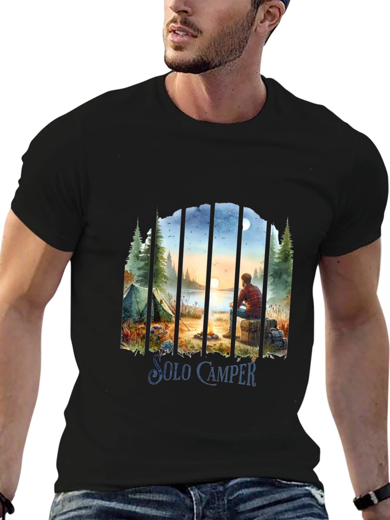 Solo Camper T-Shirt: Scenic Outdoor Adventure Tee