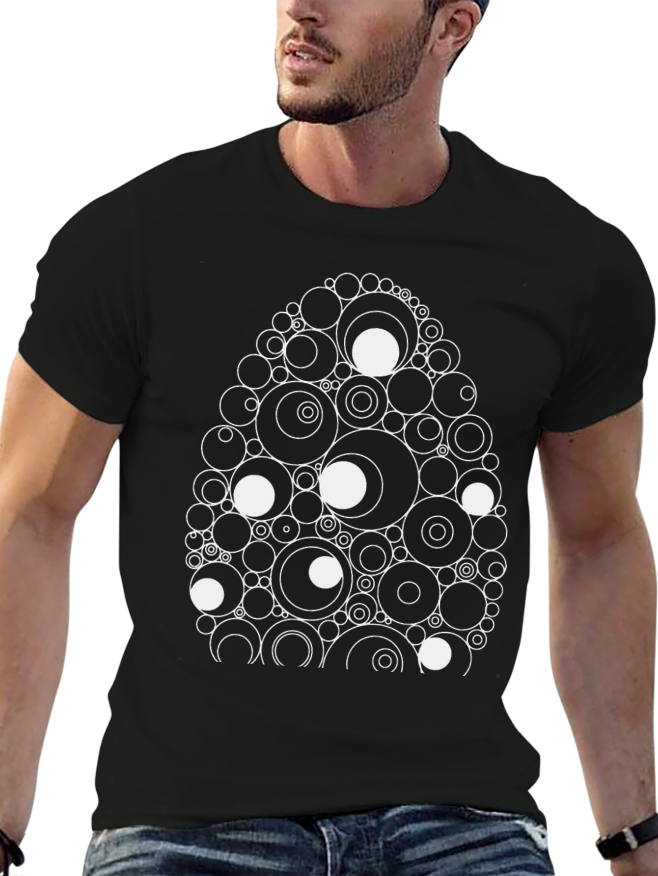 Abstract Circle Egg Black Tee