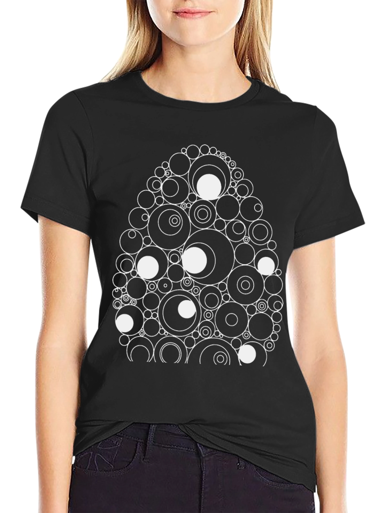 Abstract Circle Egg Black Tee