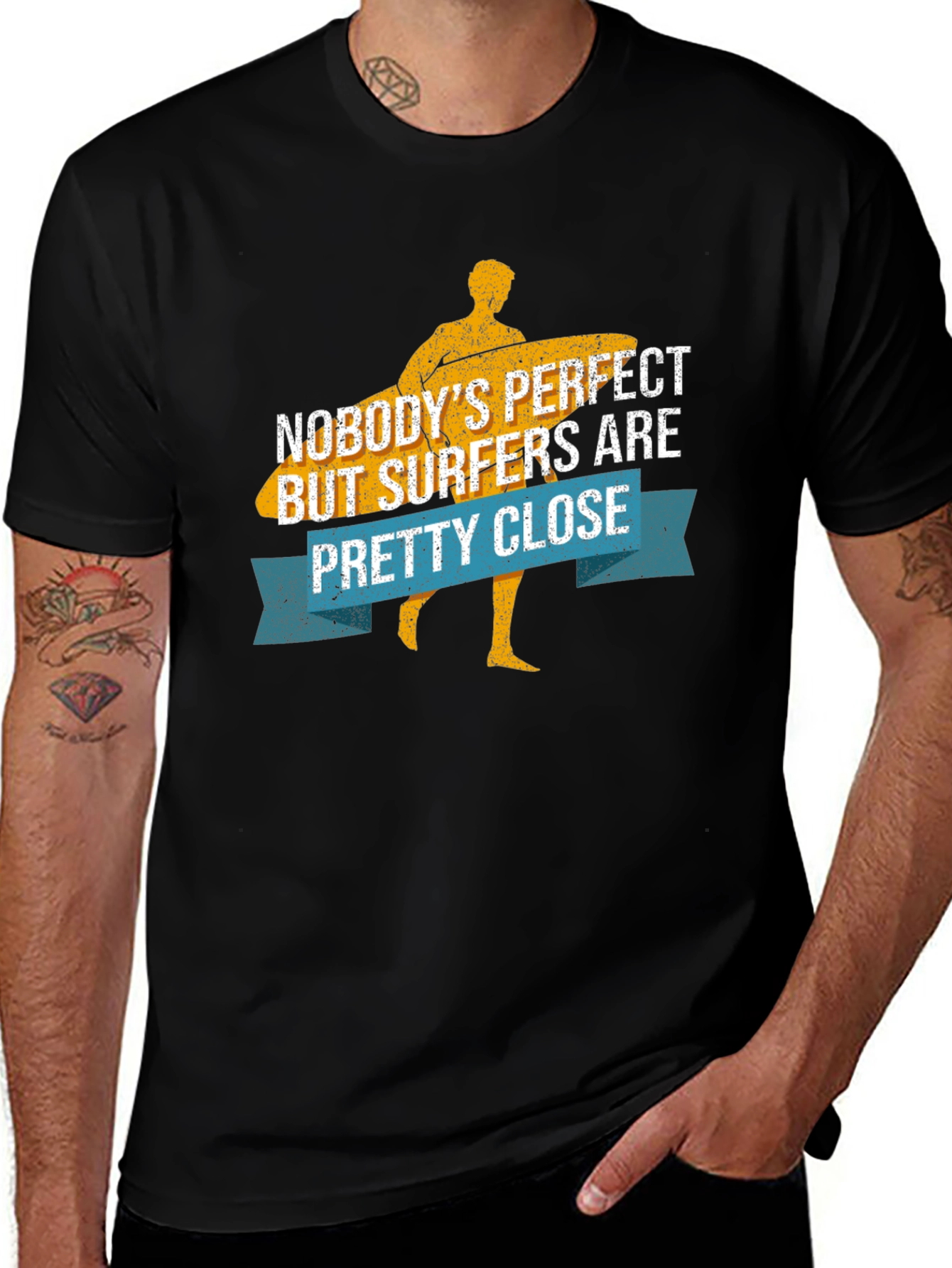 Funny Surfer T-Shirt - Nobodys Perfect Surfers Close!