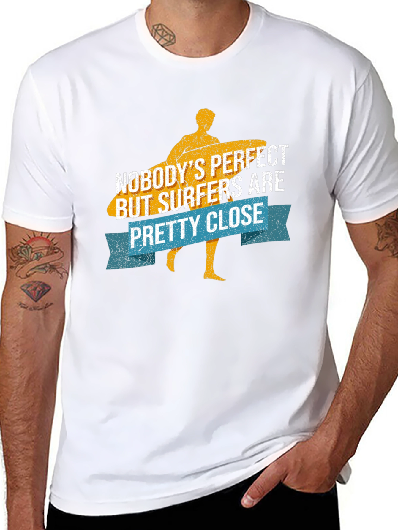 Funny Surfer T-Shirt - Nobodys Perfect Surfers Close!