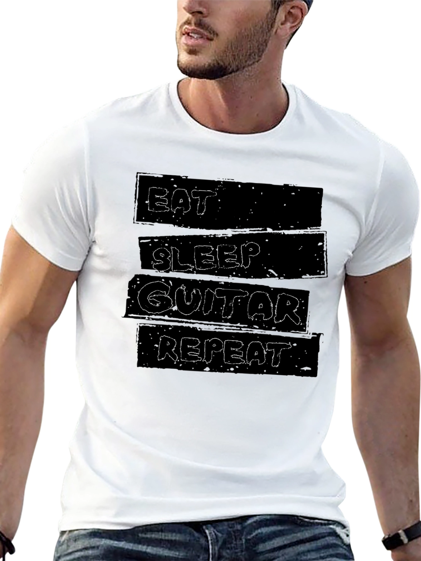 Eat Sleep Guitar Repeat Graphic T-Shirt