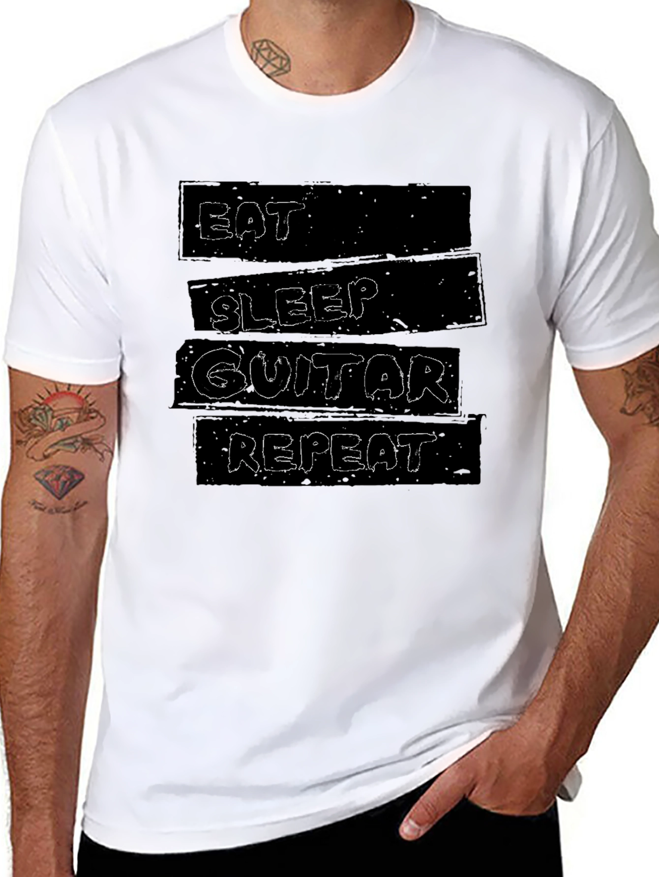Eat Sleep Guitar Repeat Graphic T-Shirt