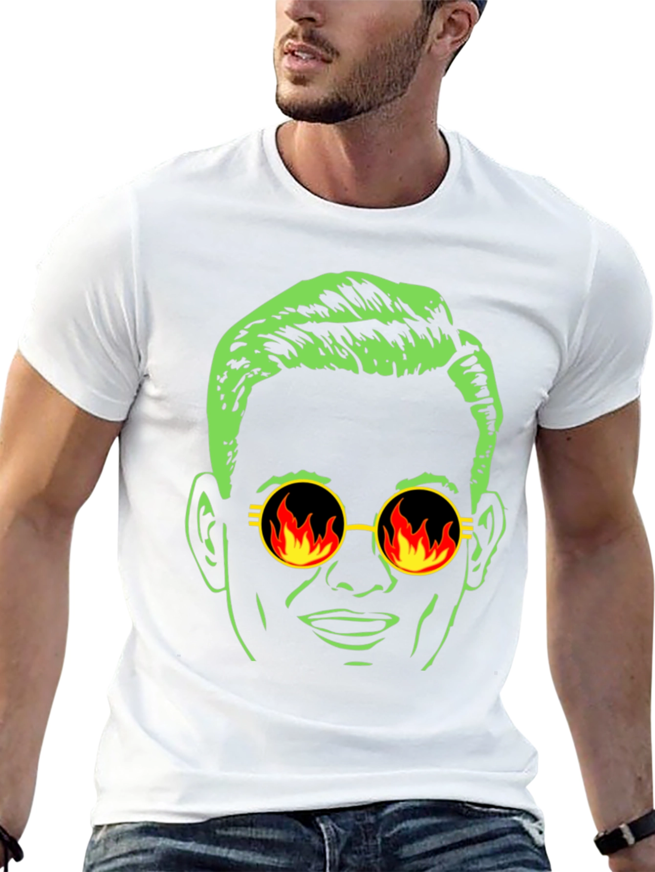 Cool Dude Graphic Tee - Retro Fire Sunglasses