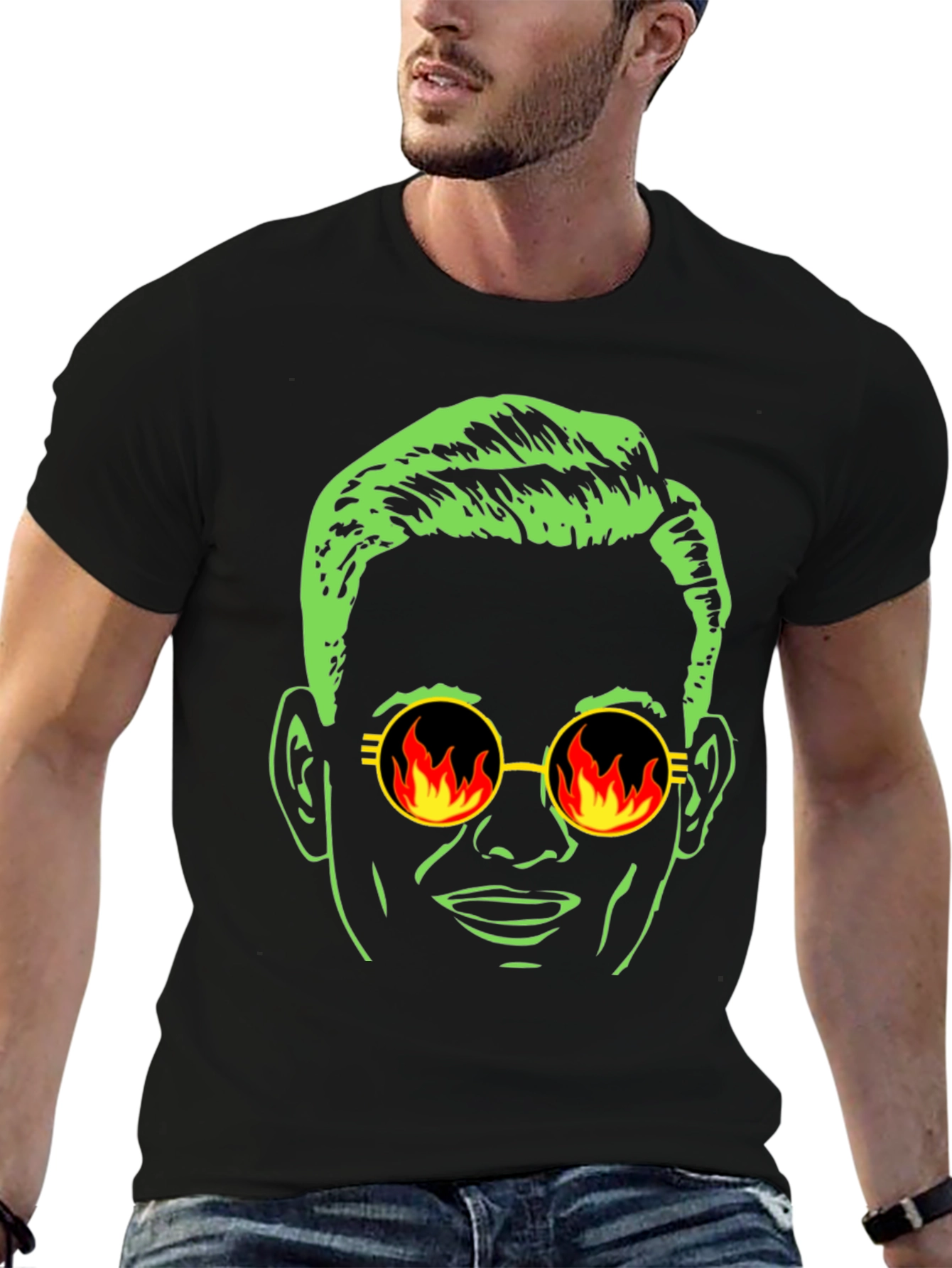 Cool Dude Graphic Tee - Retro Fire Sunglasses