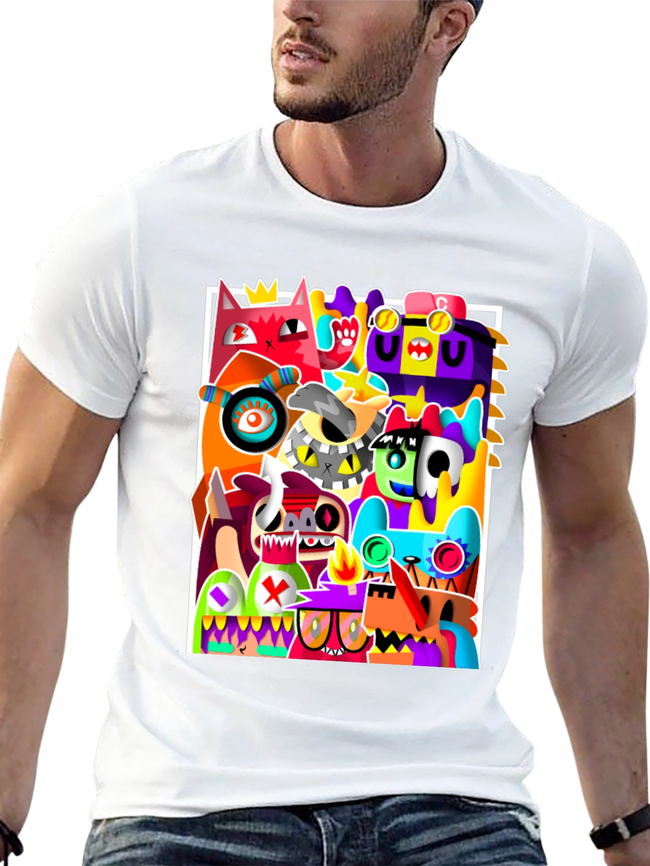 Abstract Art Graphic Print Black T-Shirt