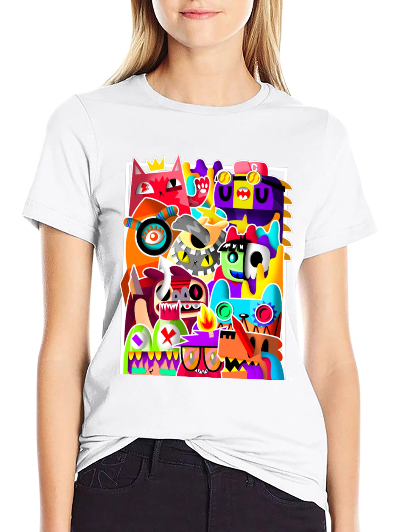 Abstract Art Graphic Print Black T-Shirt