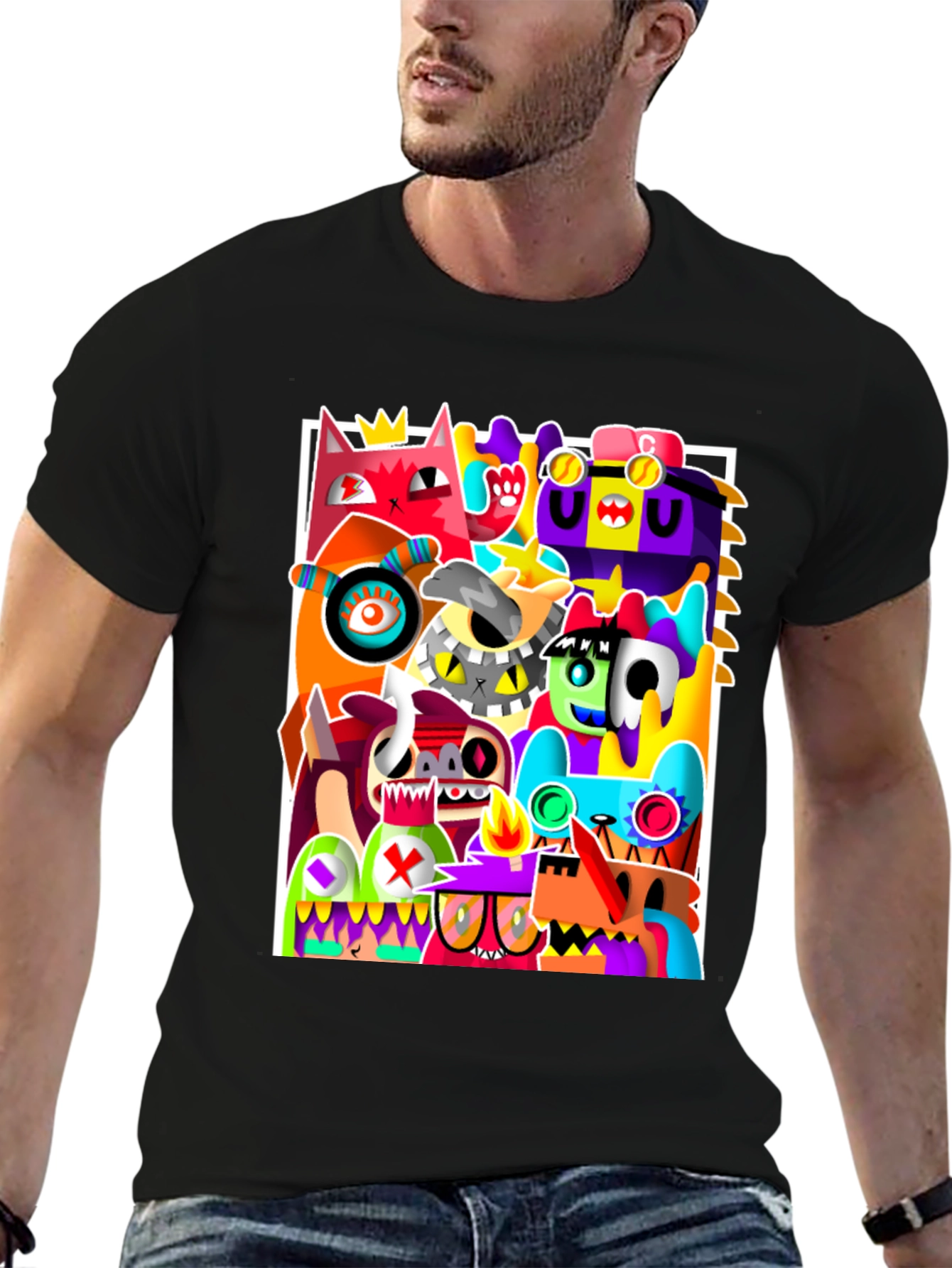 Abstract Art Graphic Print Black T-Shirt