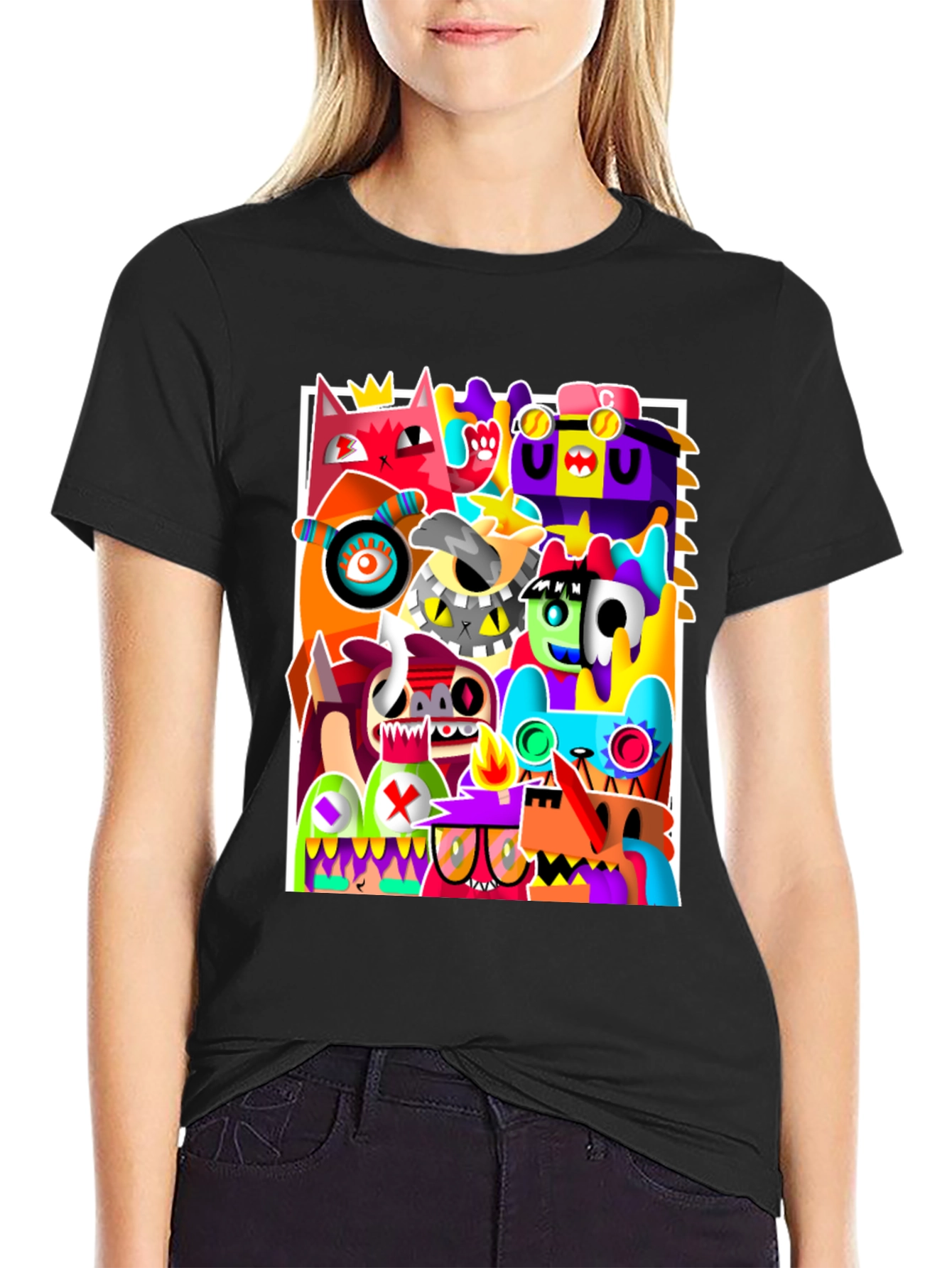 Abstract Art Graphic Print Black T-Shirt