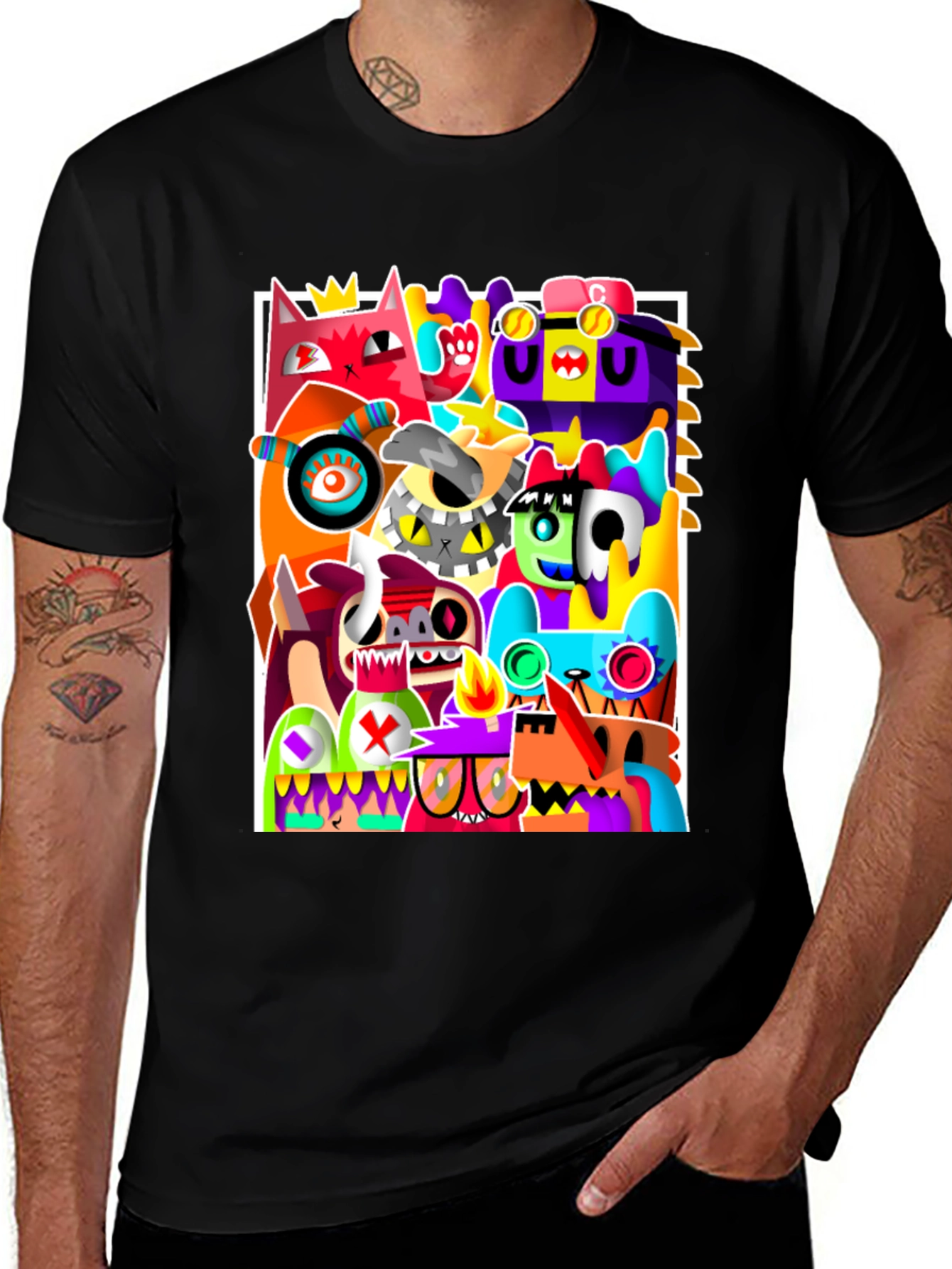 Abstract Art Graphic Print Black T-Shirt
