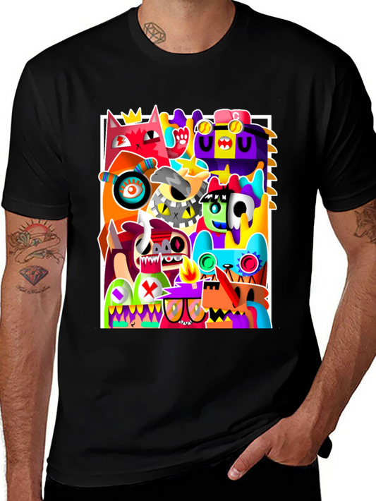Abstract Art Graphic Print Black T-Shirt
