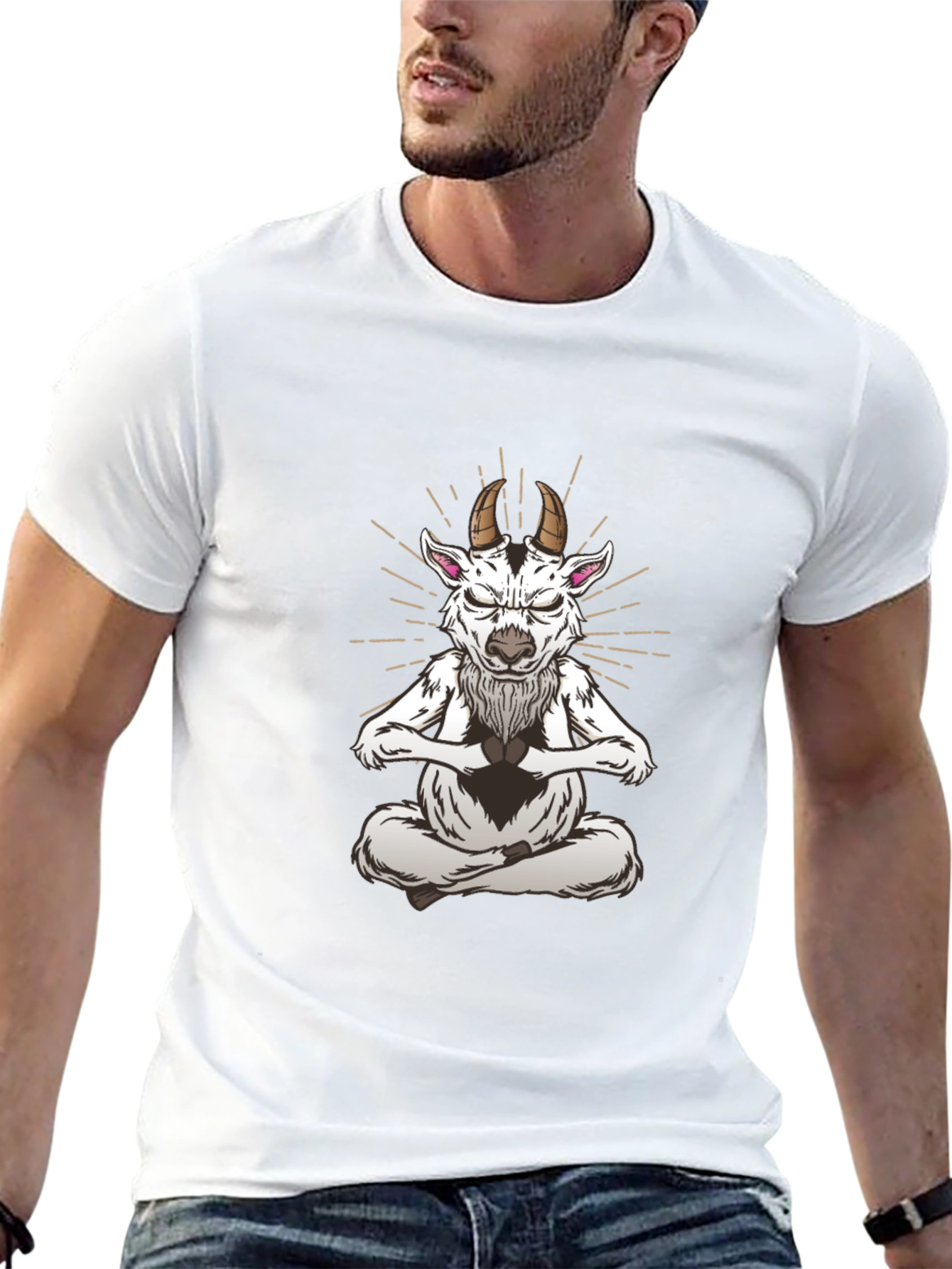 Zen Goat T-Shirt - Meditating Animal Design
