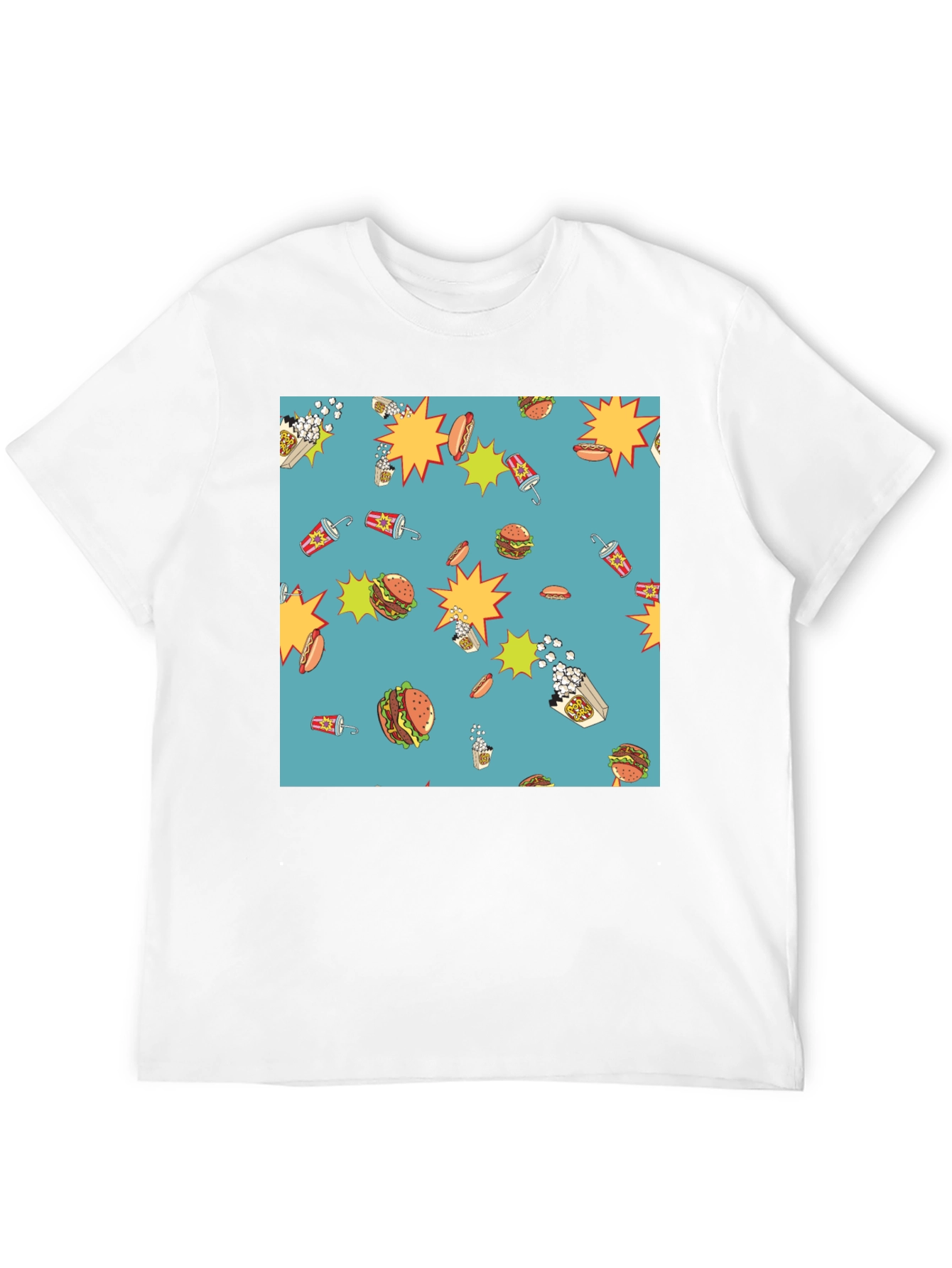 Novelty Food Pattern Black T-Shirt