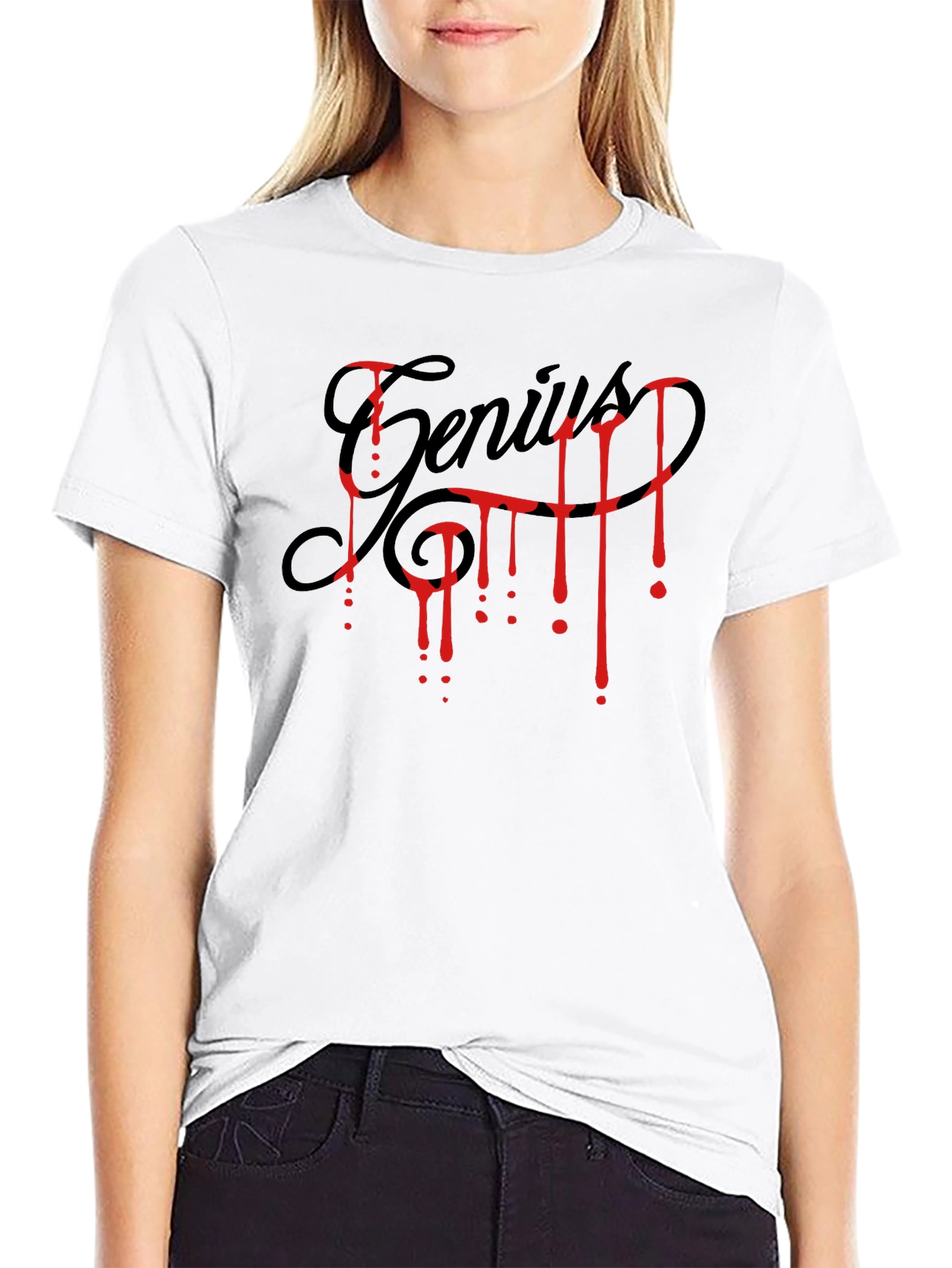 Genius Blood Drip Graphic T-Shirt - Black