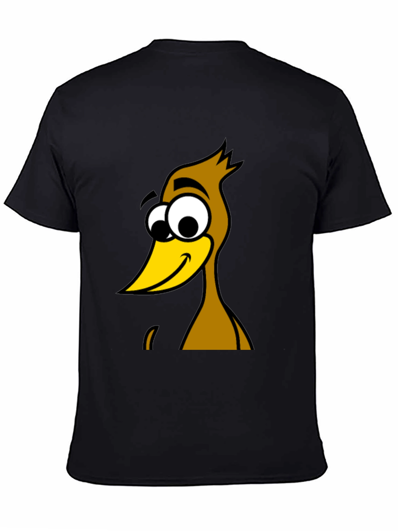 Funny Cartoon Bird Graphic Black T-Shirt