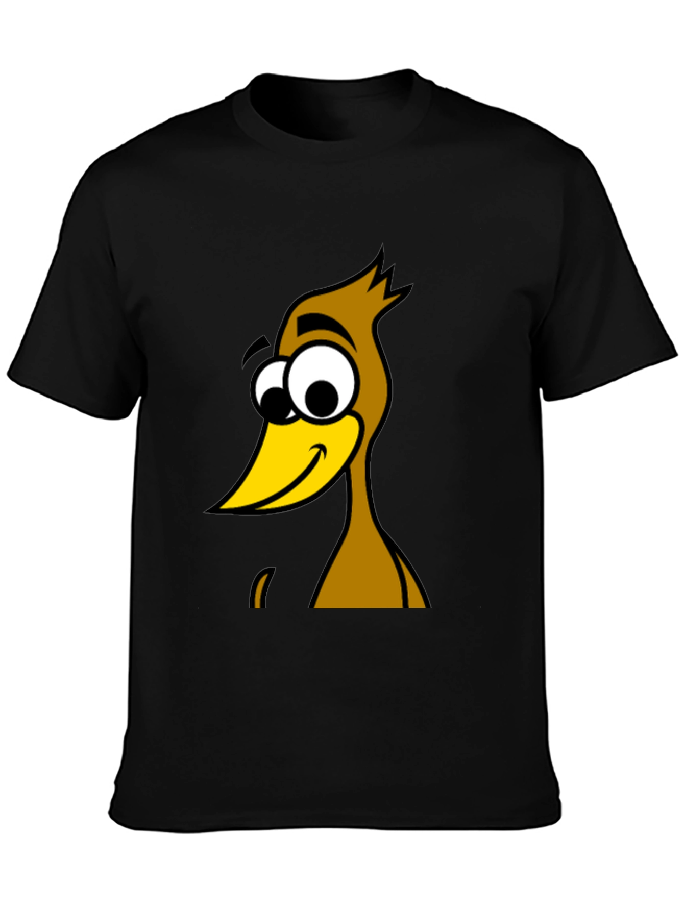 Funny Cartoon Bird Graphic Black T-Shirt