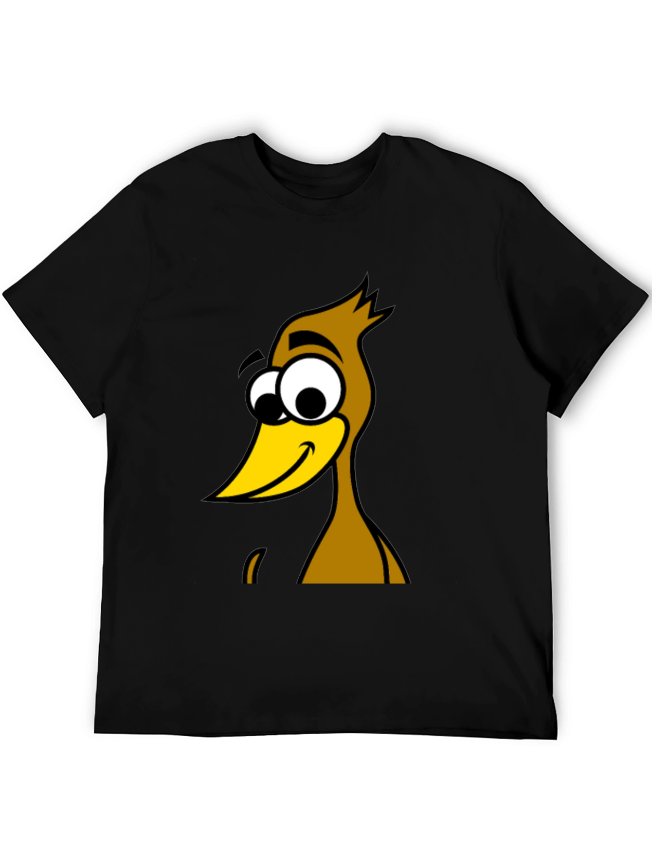 Funny Cartoon Bird Graphic Black T-Shirt