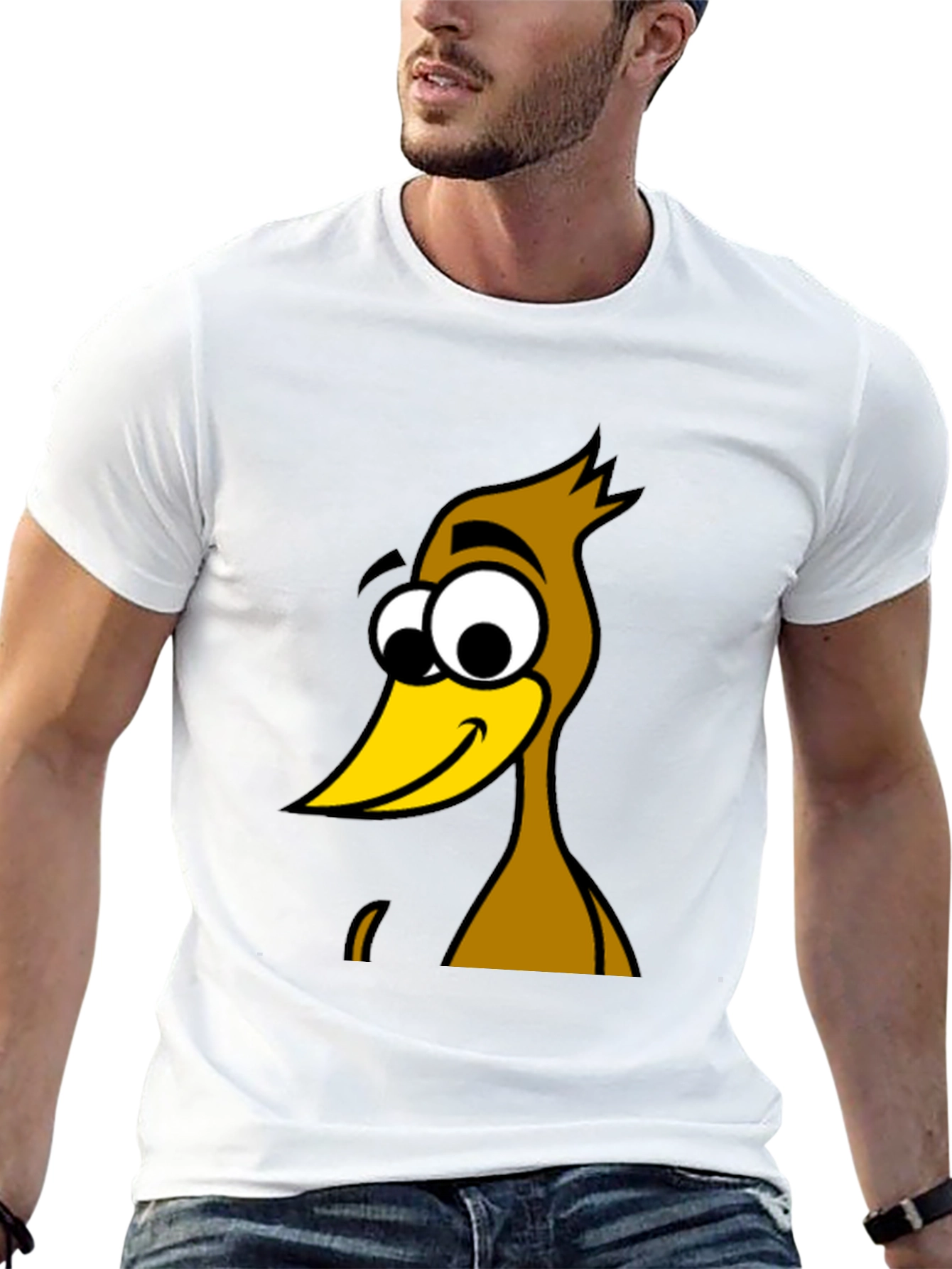 Funny Cartoon Bird Graphic Black T-Shirt